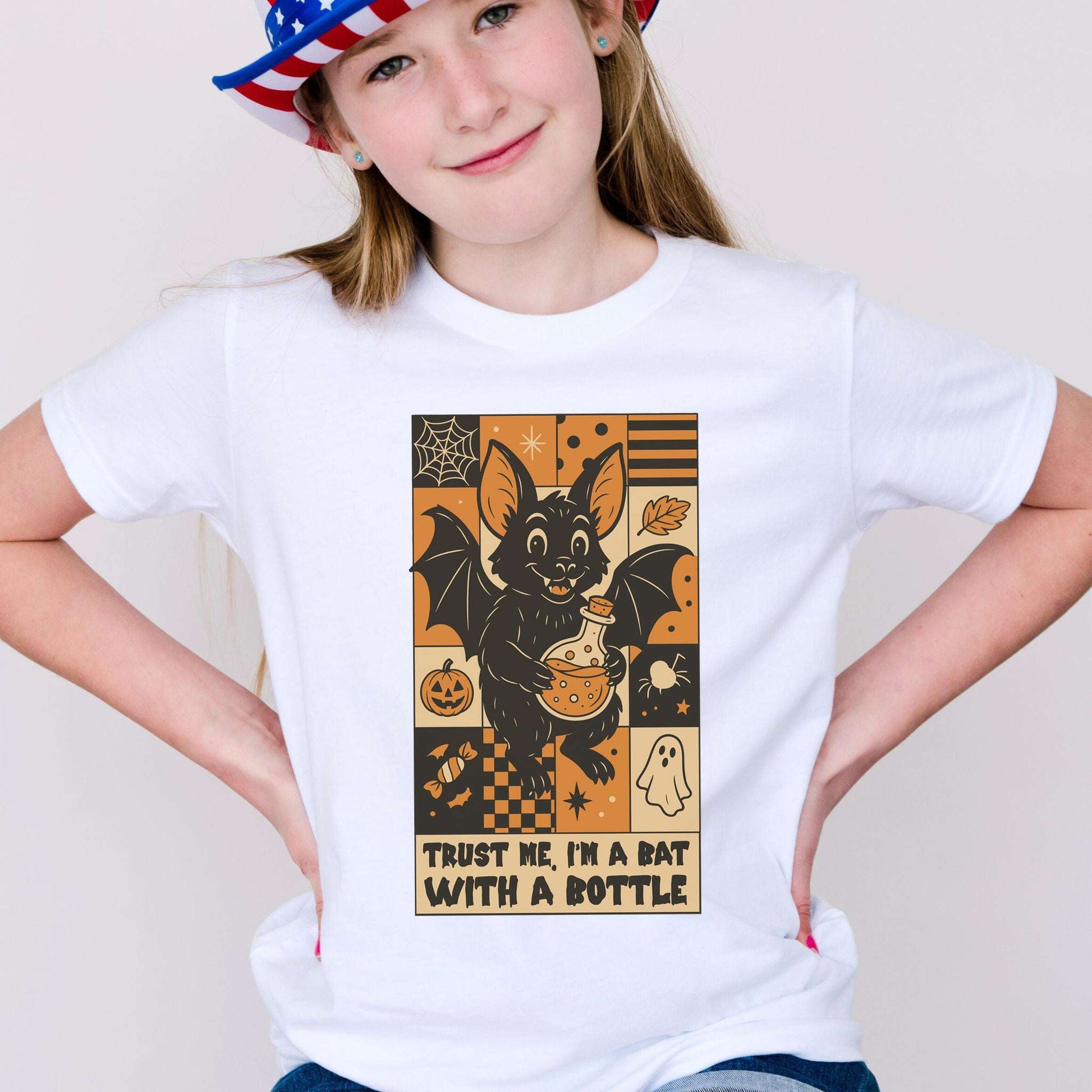 Potion Bat Halloween Youth Tee – Trust Me I’m a Bat With a Bottle
