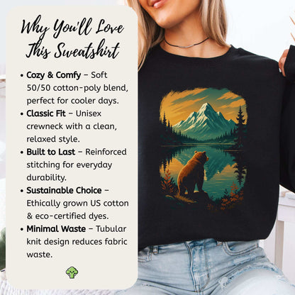 Bear Alaska Lake Sweatshirt – Vintage Mountain Reflection Vibes