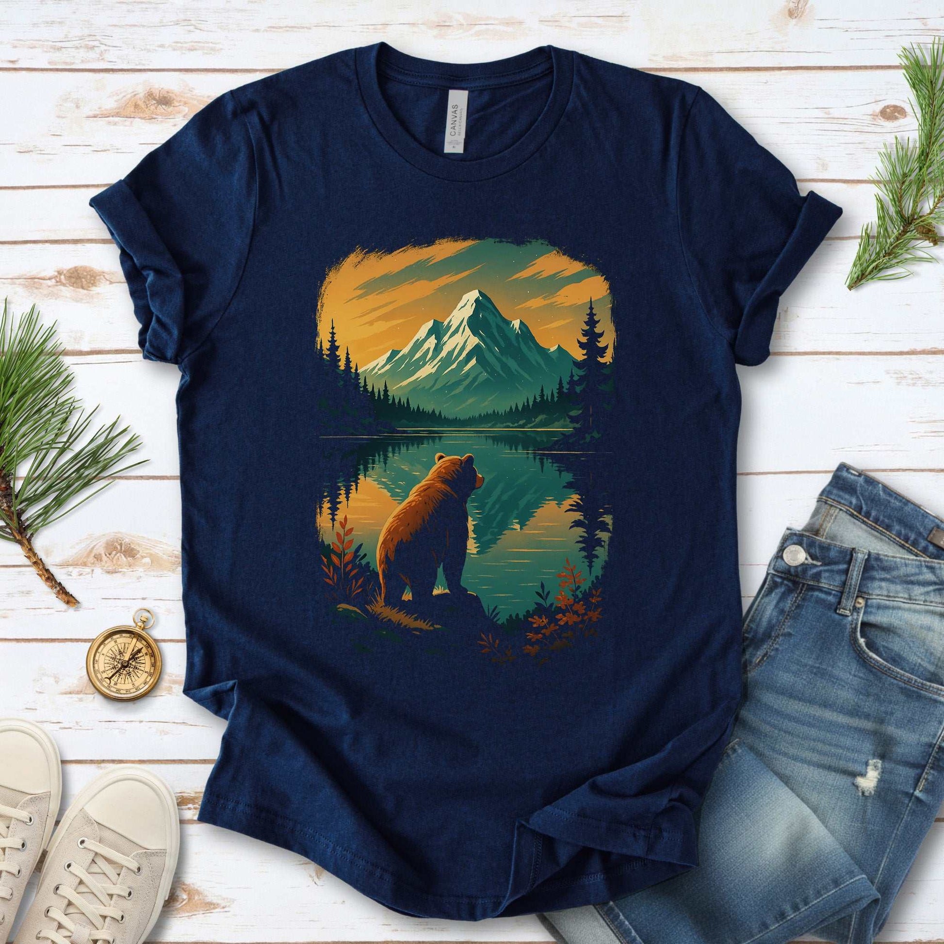 Alaskan Bear Lake View T-Shirt – Wildlife Hiking Shirt