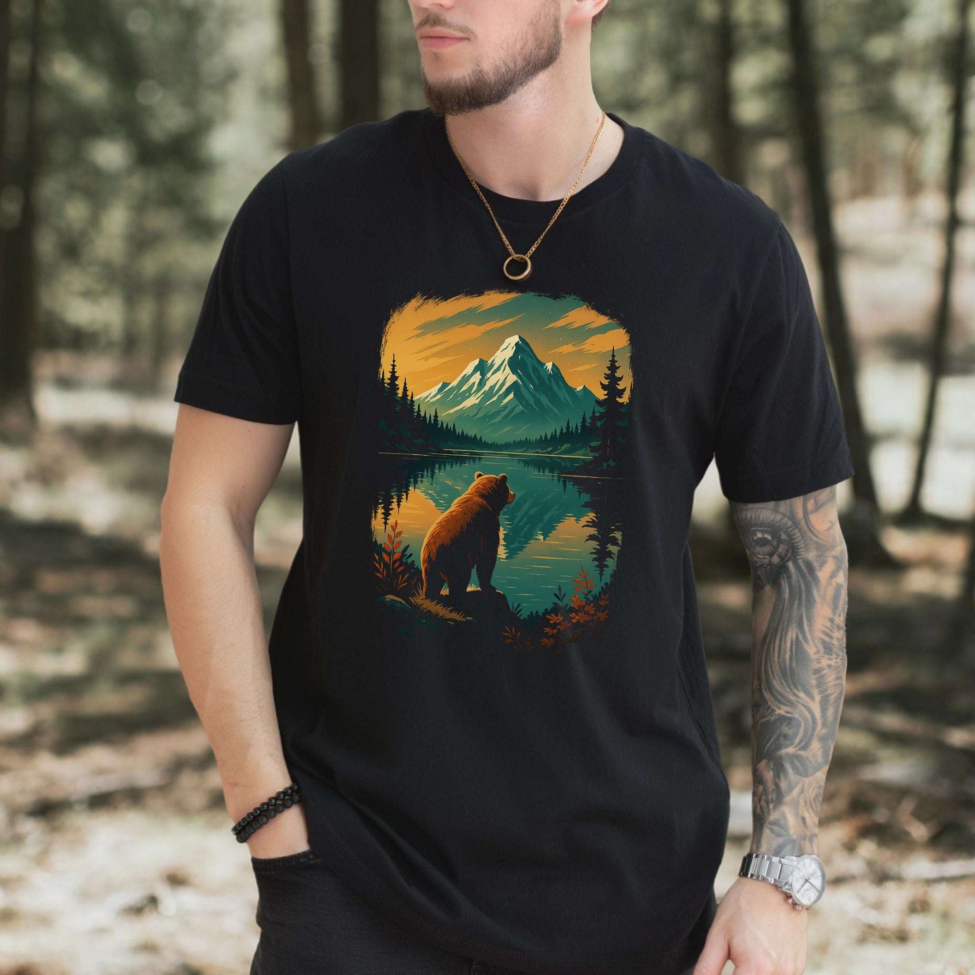 Alaskan Bear Lake View T-Shirt – Wildlife Hiking Shirt