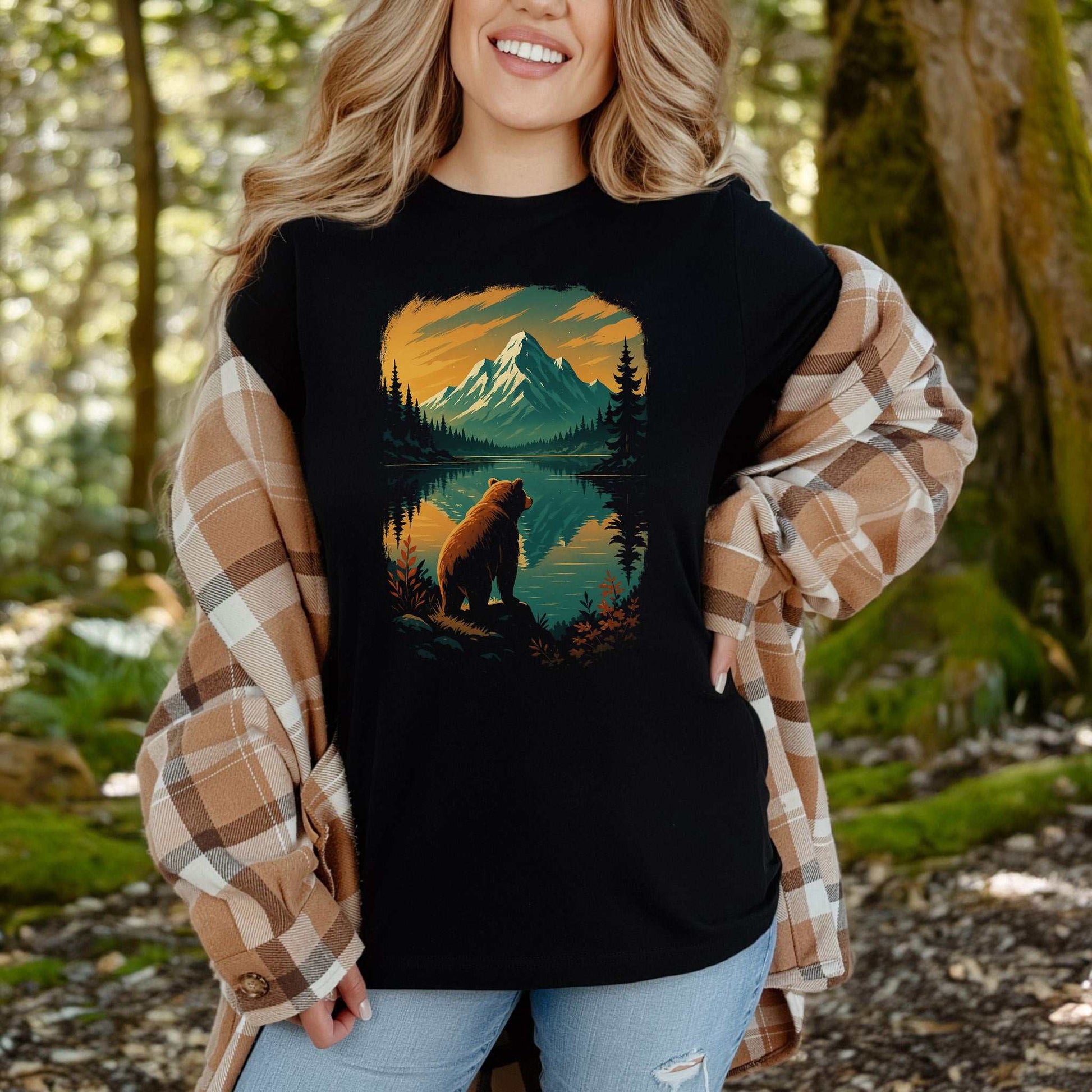 Alaskan Bear Lake View T-Shirt – Wildlife Hiking Shirt