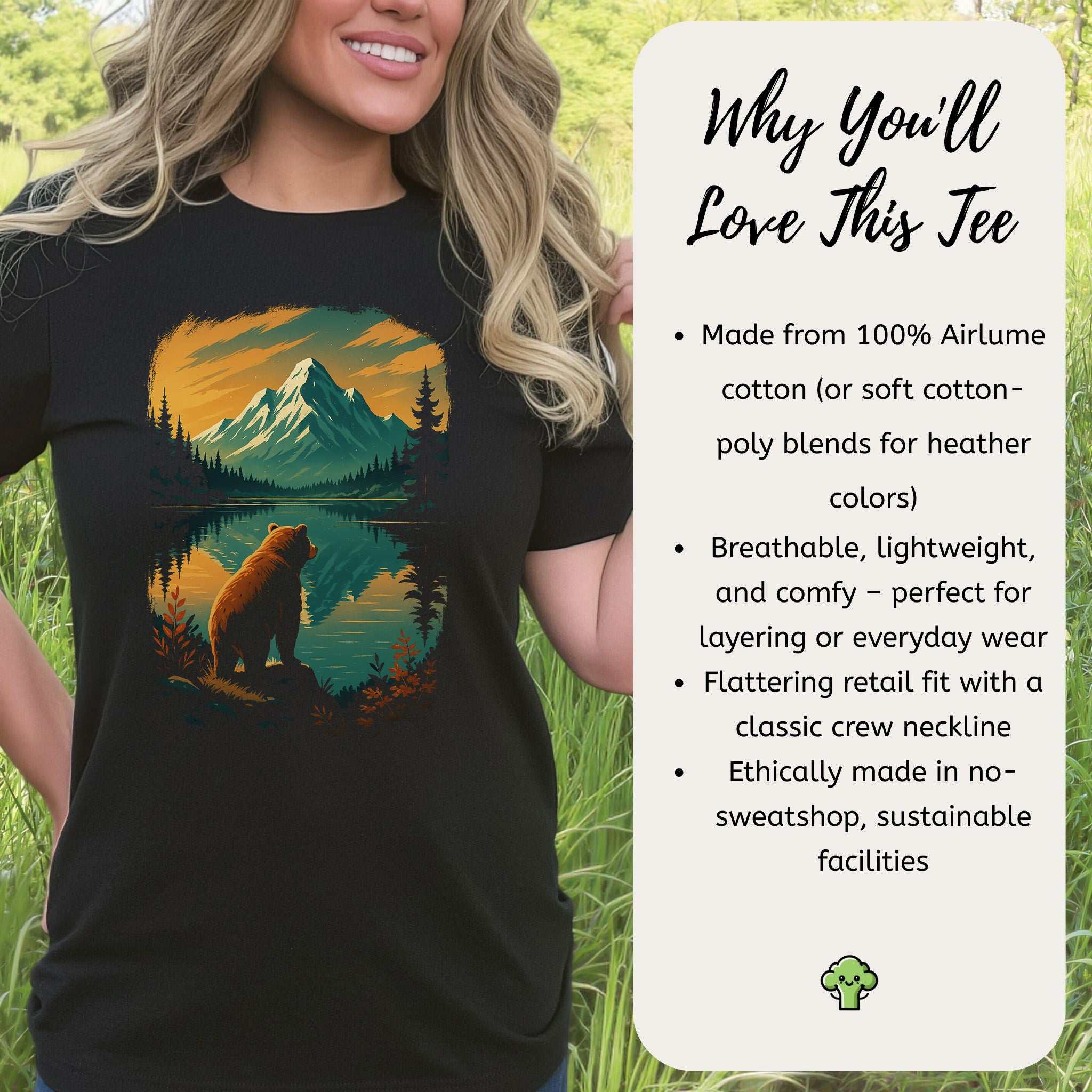 Alaskan Bear Lake View T-Shirt – Wildlife Hiking Shirt