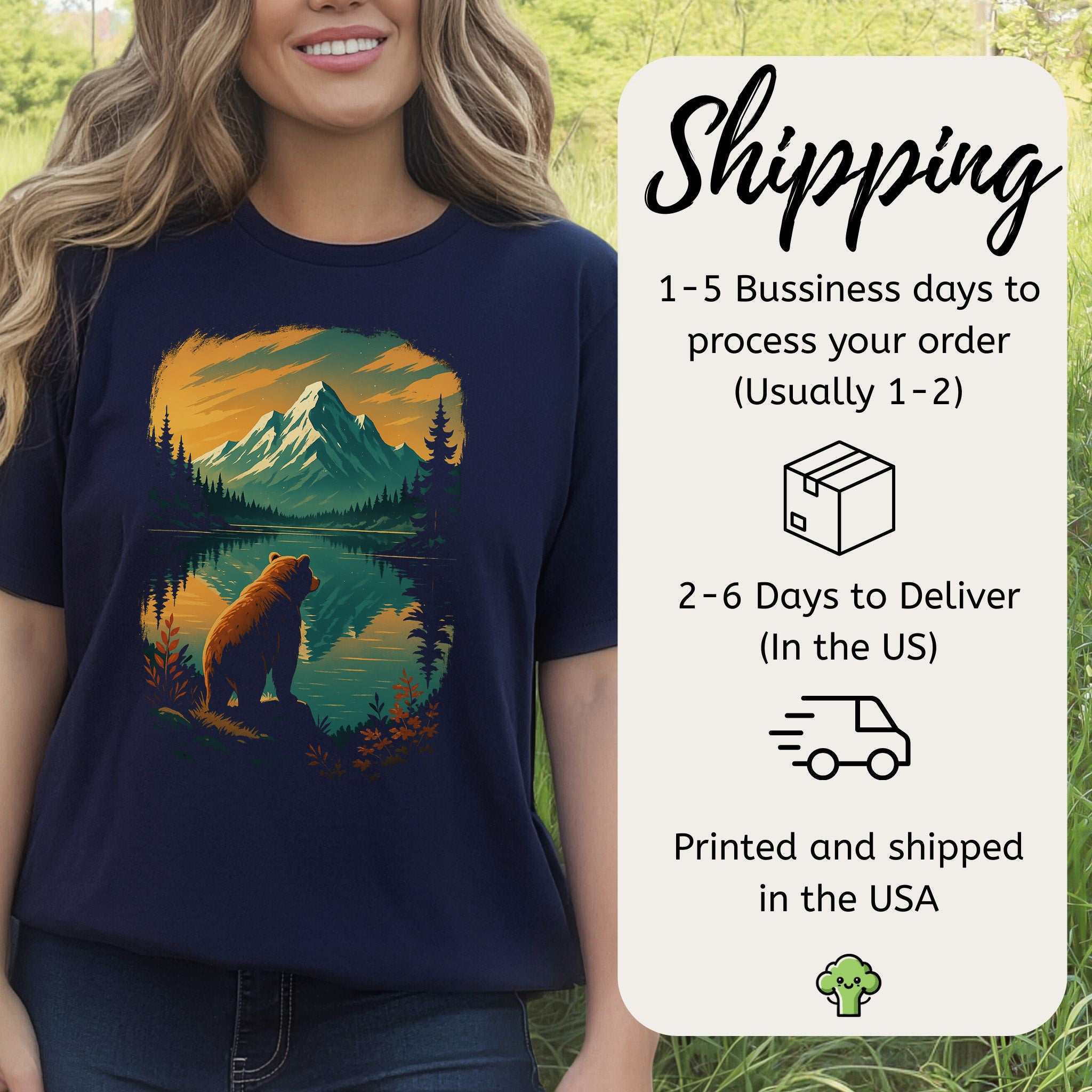 Alaskan Bear Lake View T-Shirt – Wildlife Hiking Shirt