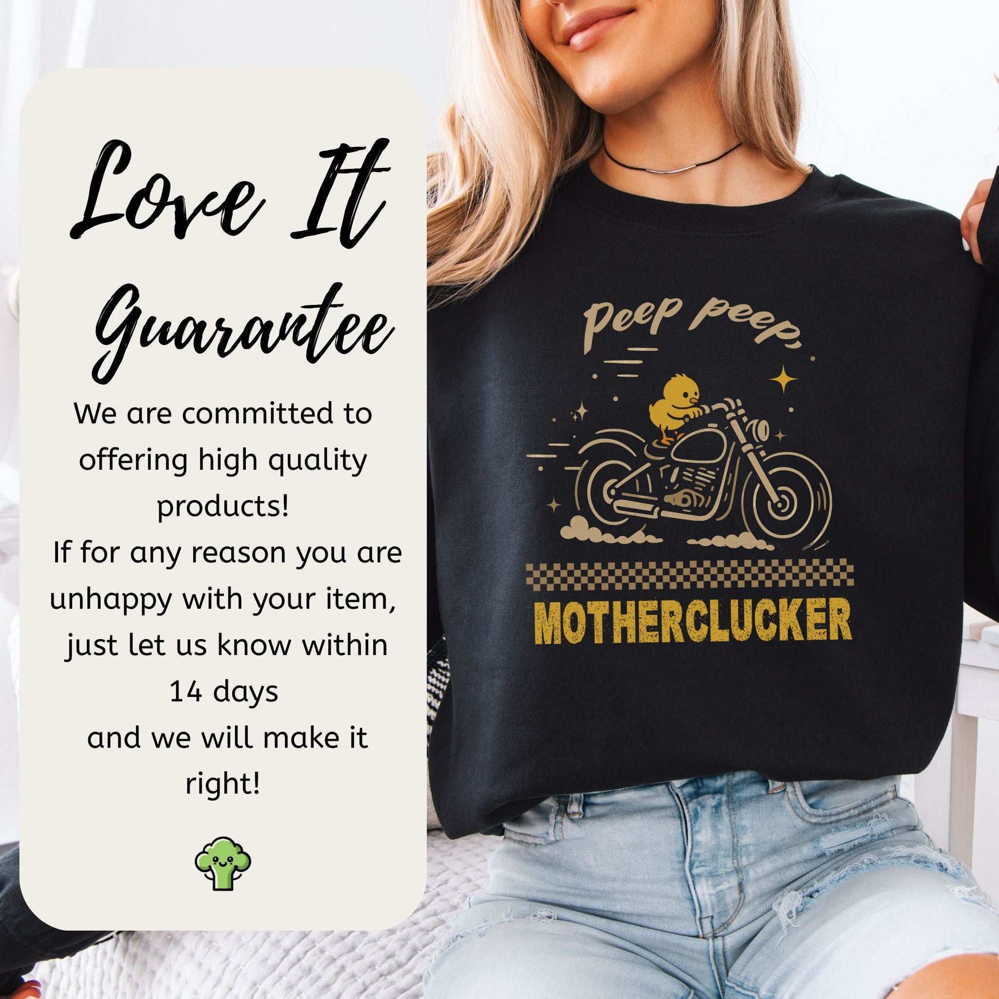 Chicken Motorcycle Sweatshirt – Funny Motherclucker Biker Vibes for Farm & Meme Lovers