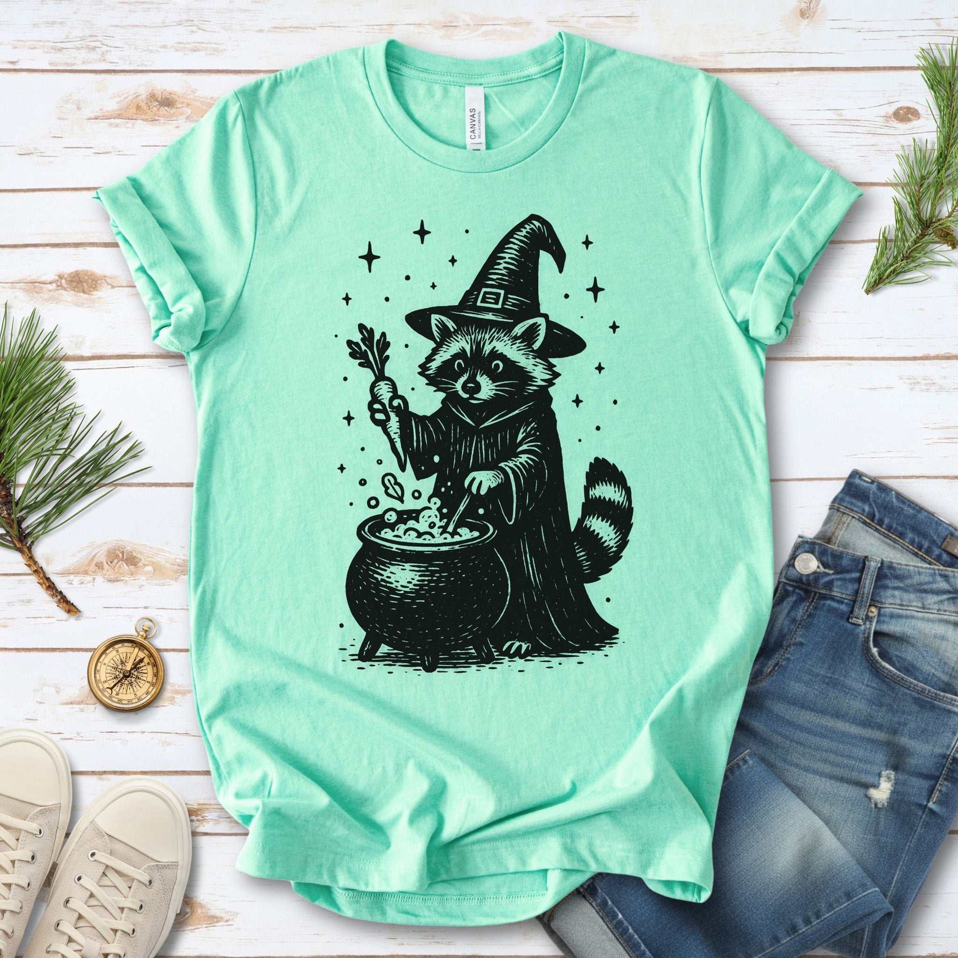 Raccoon Witch Cooking Magic T-Shirt