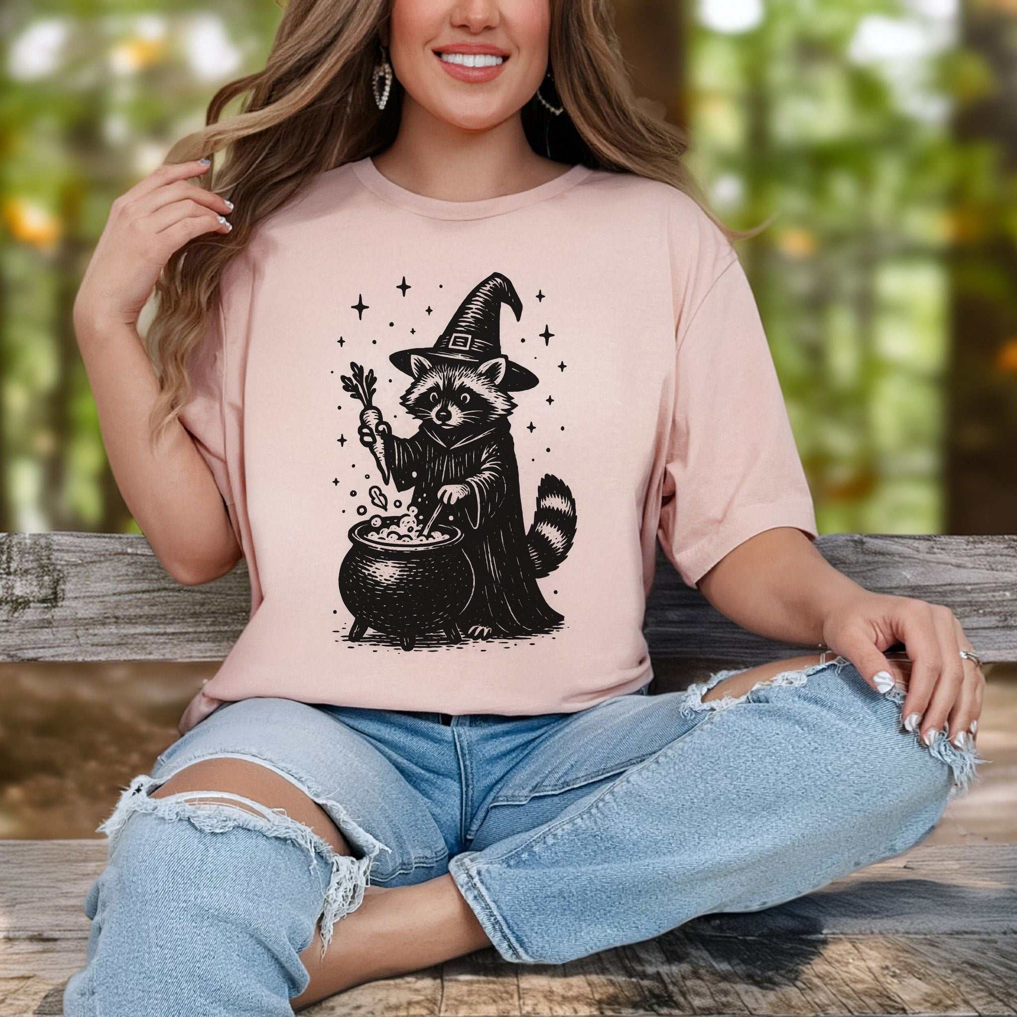 Raccoon Witch Cooking Magic T-Shirt