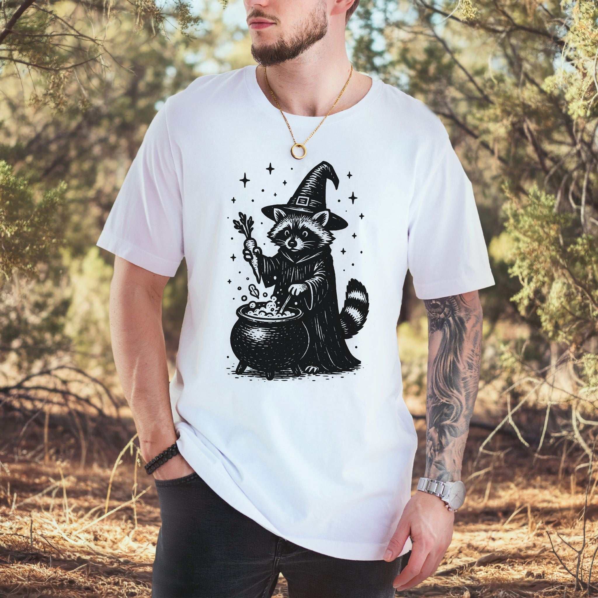 Raccoon Witch Cooking Magic T-Shirt