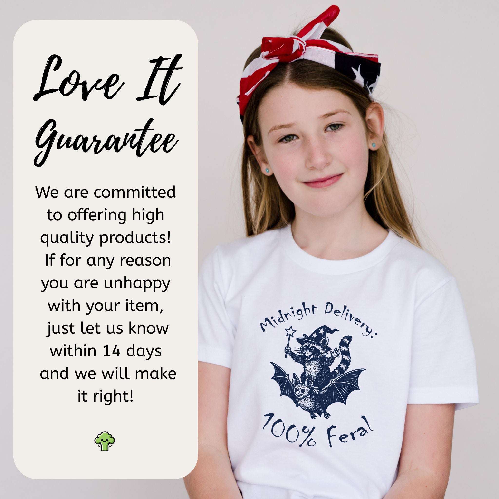 Midnight Delivery Raccoon Halloween Youth Tee – 100% Feral Bat Ride