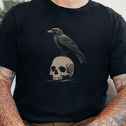 Raven on Skull T-Shirt – Bold and Realistic Gothic Design