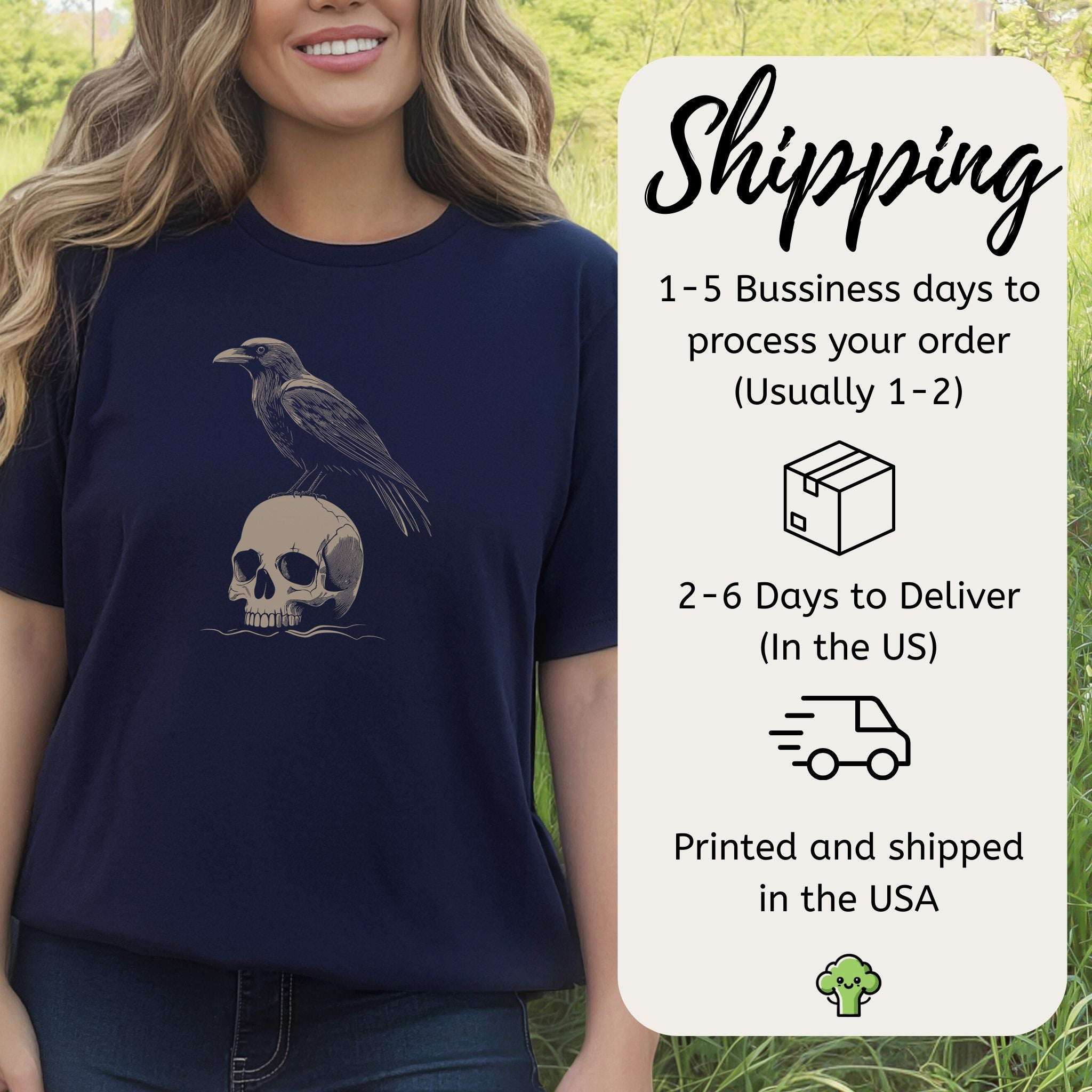 Raven on Skull T-Shirt – Bold and Realistic Gothic Design