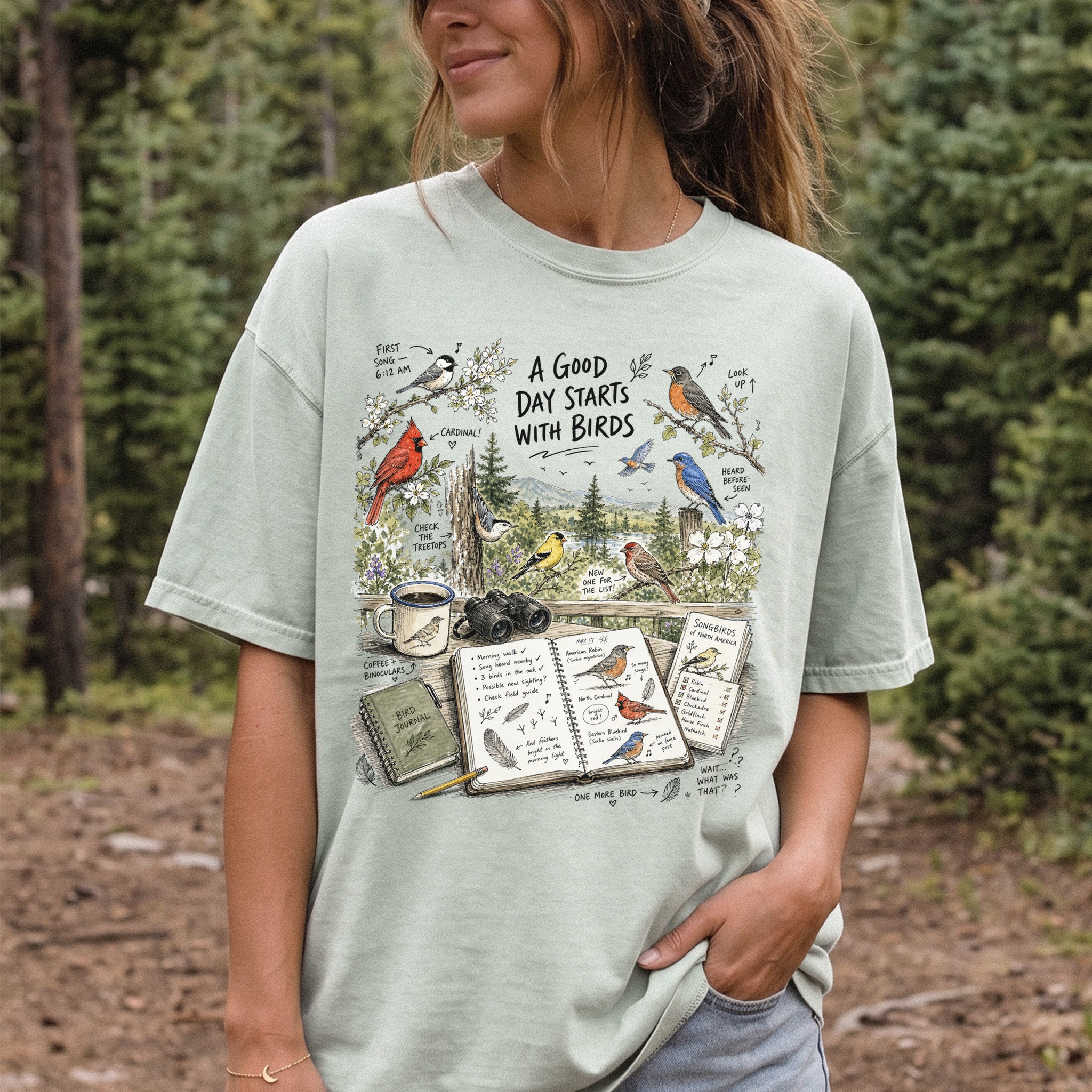 A Good Day Starts with Birds Comfort Colors Shirt – Songbirds Tee