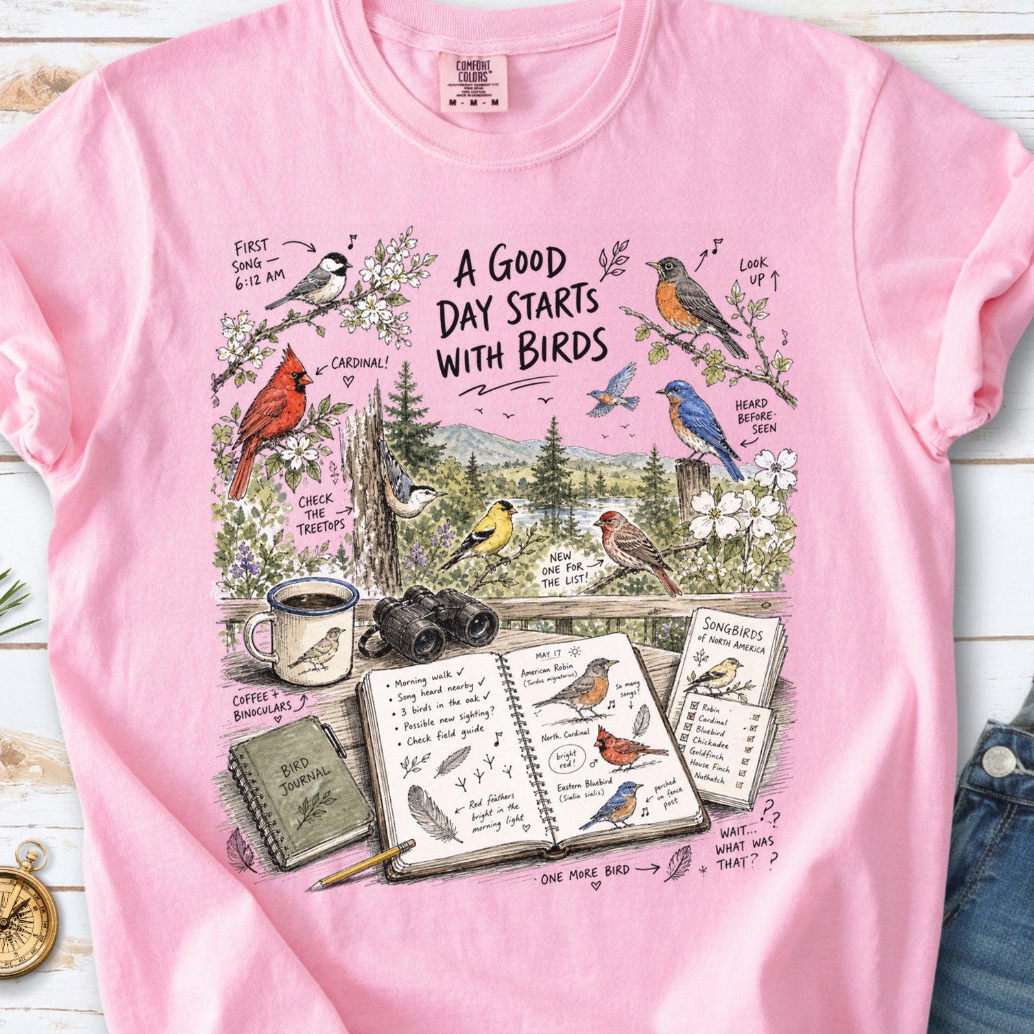 A Good Day Starts with Birds Comfort Colors Shirt – Songbirds Tee