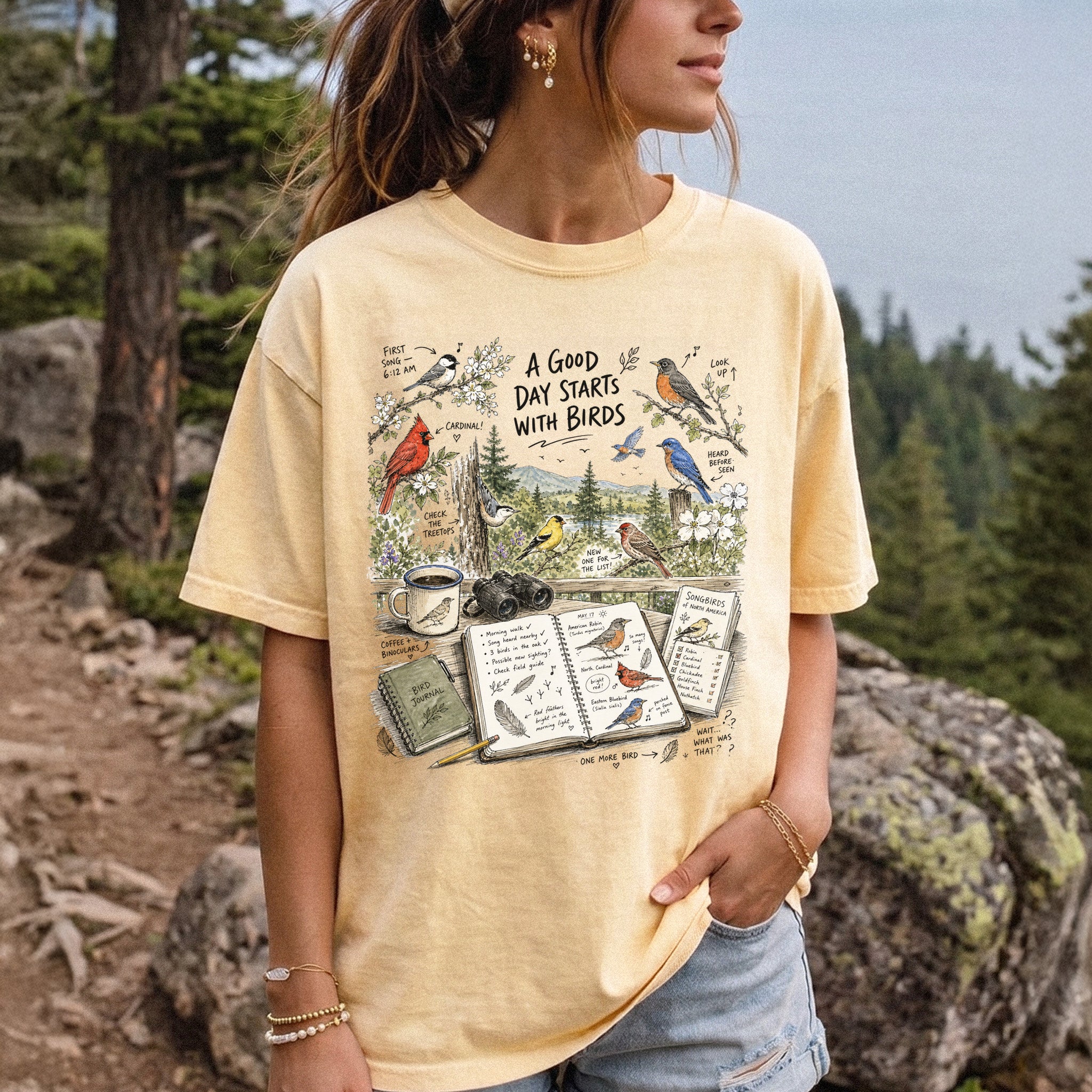 A Good Day Starts with Birds Comfort Colors Shirt – Songbirds Tee