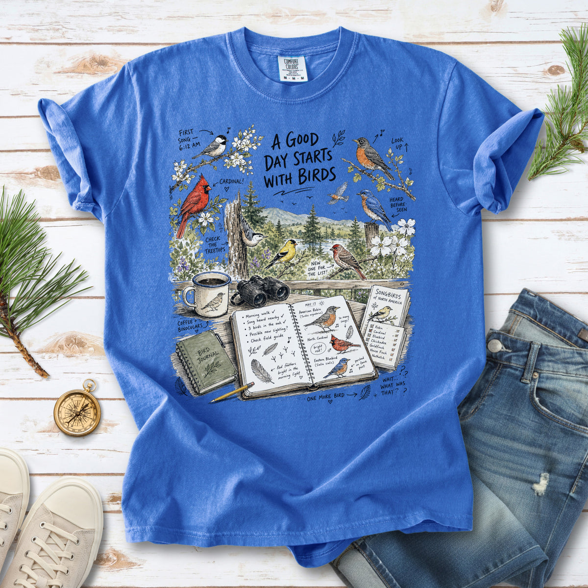 A Good Day Starts with Birds Comfort Colors Shirt – Songbirds Tee
