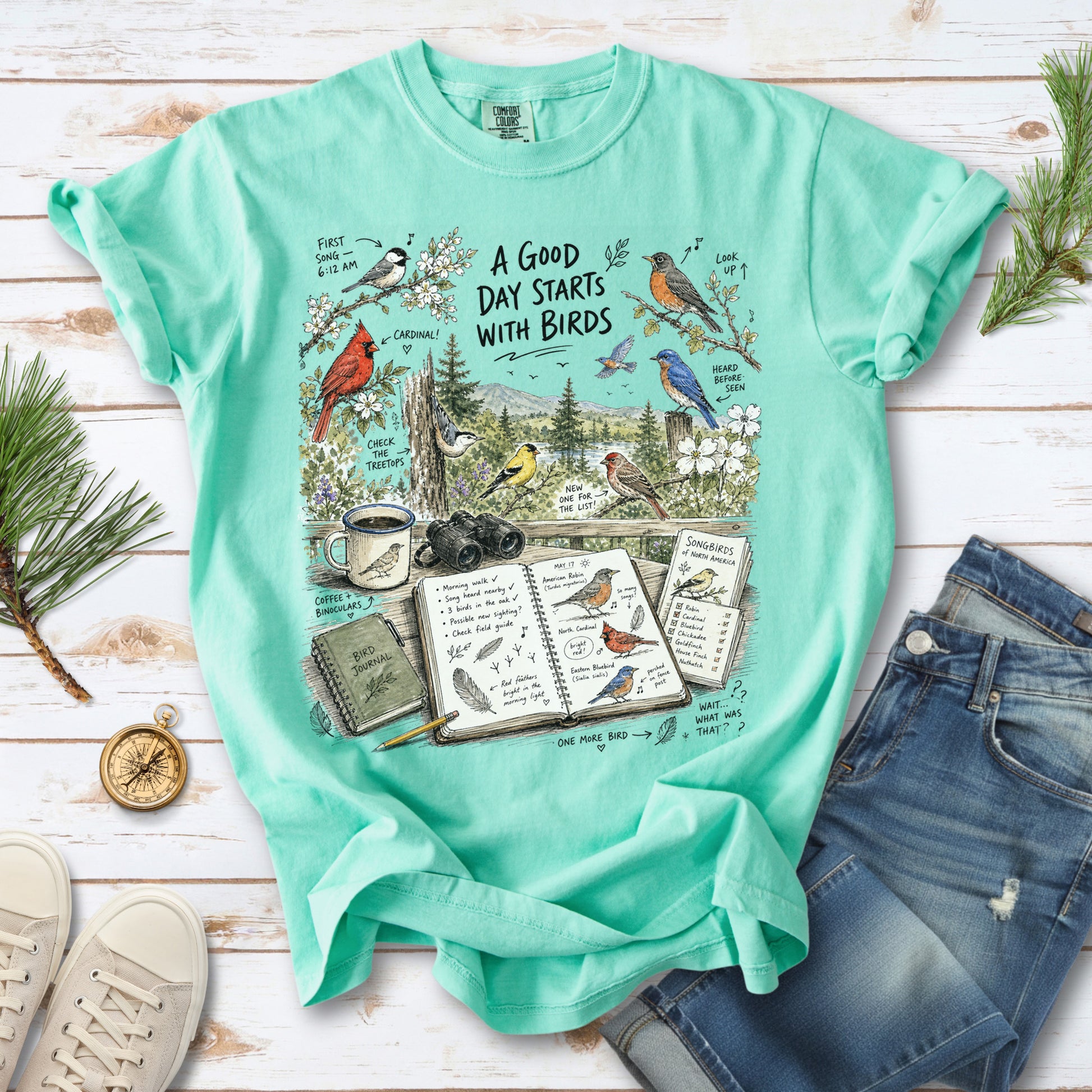A Good Day Starts with Birds Comfort Colors Shirt – Songbirds Tee