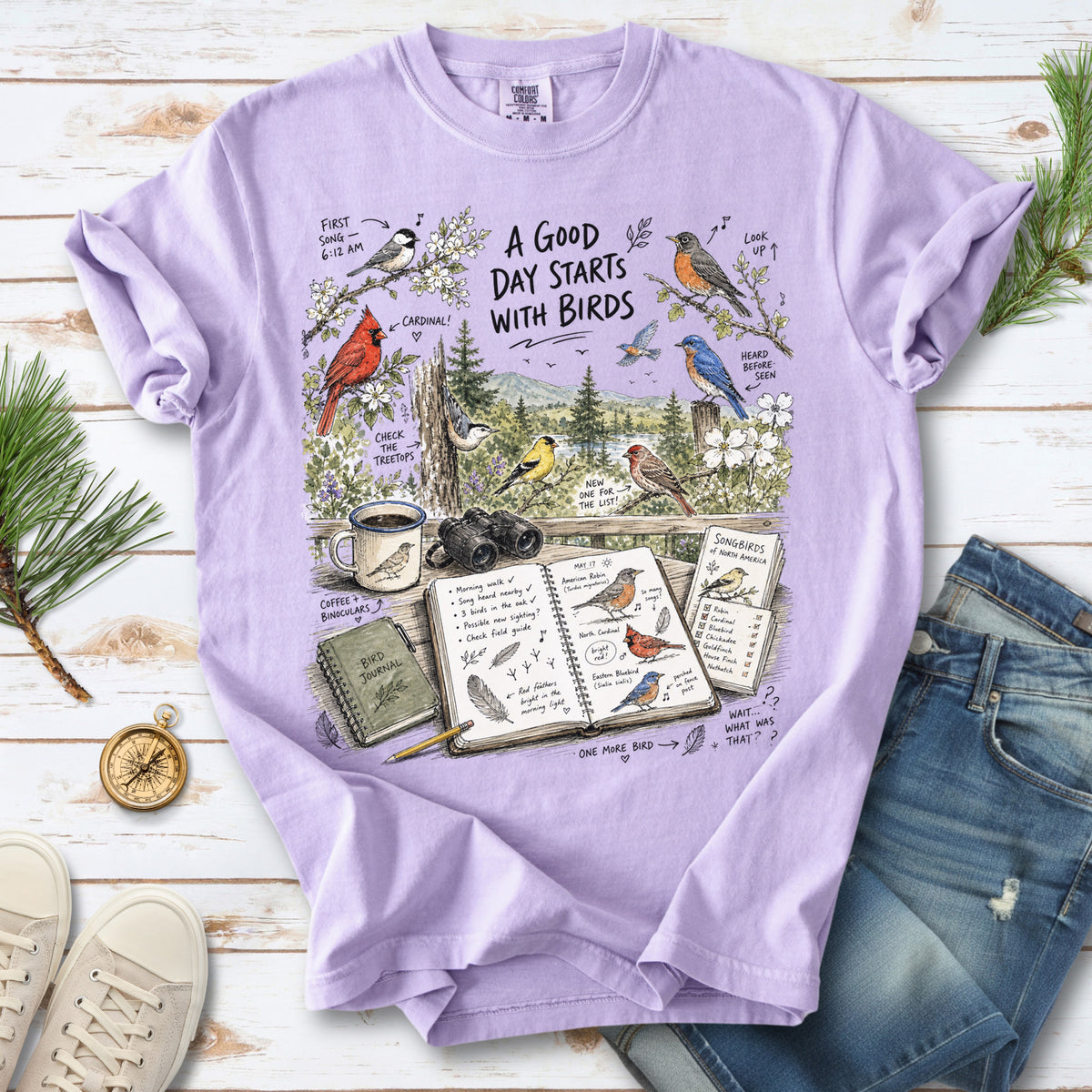A Good Day Starts with Birds Comfort Colors Shirt – Songbirds Tee