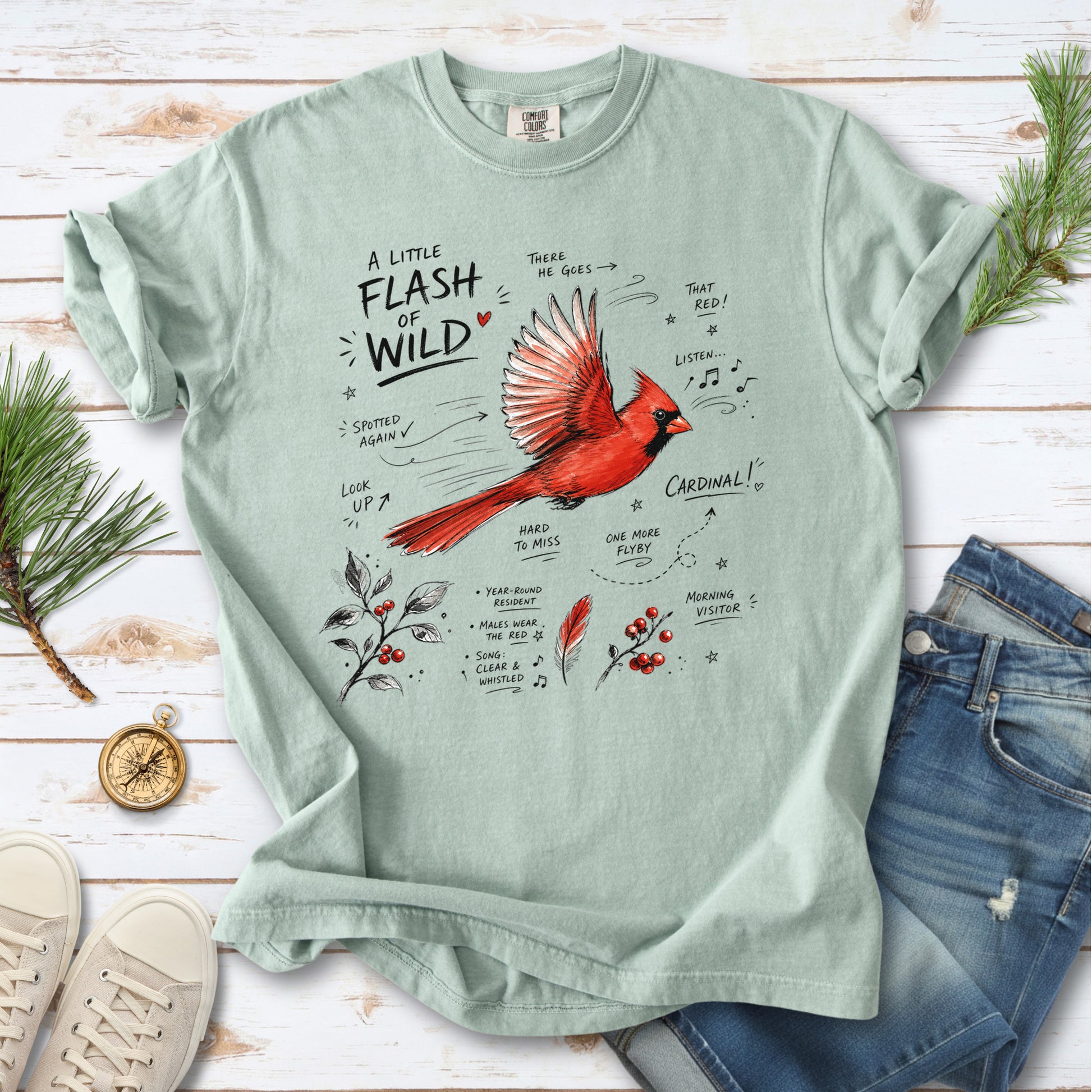 A Little Flash of Wild Comfort Colors Shirt – Northern Cardinal Tee