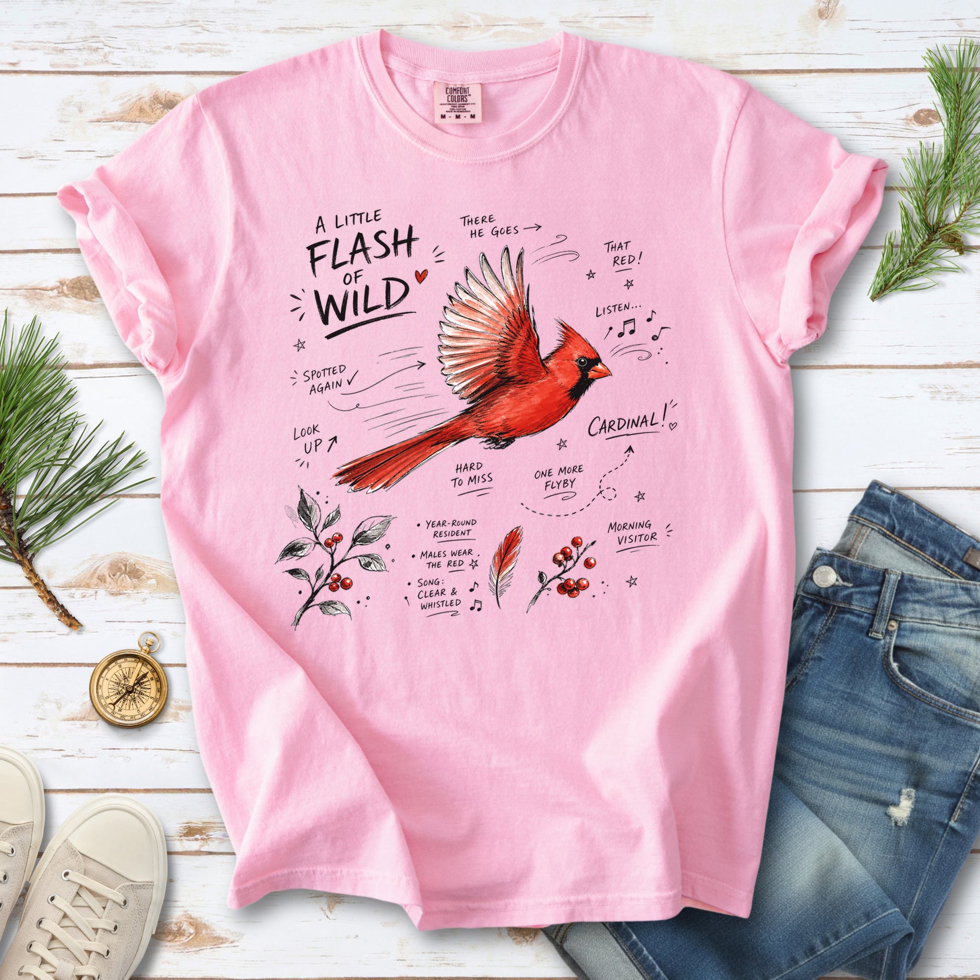 A Little Flash of Wild Comfort Colors Shirt – Northern Cardinal Tee