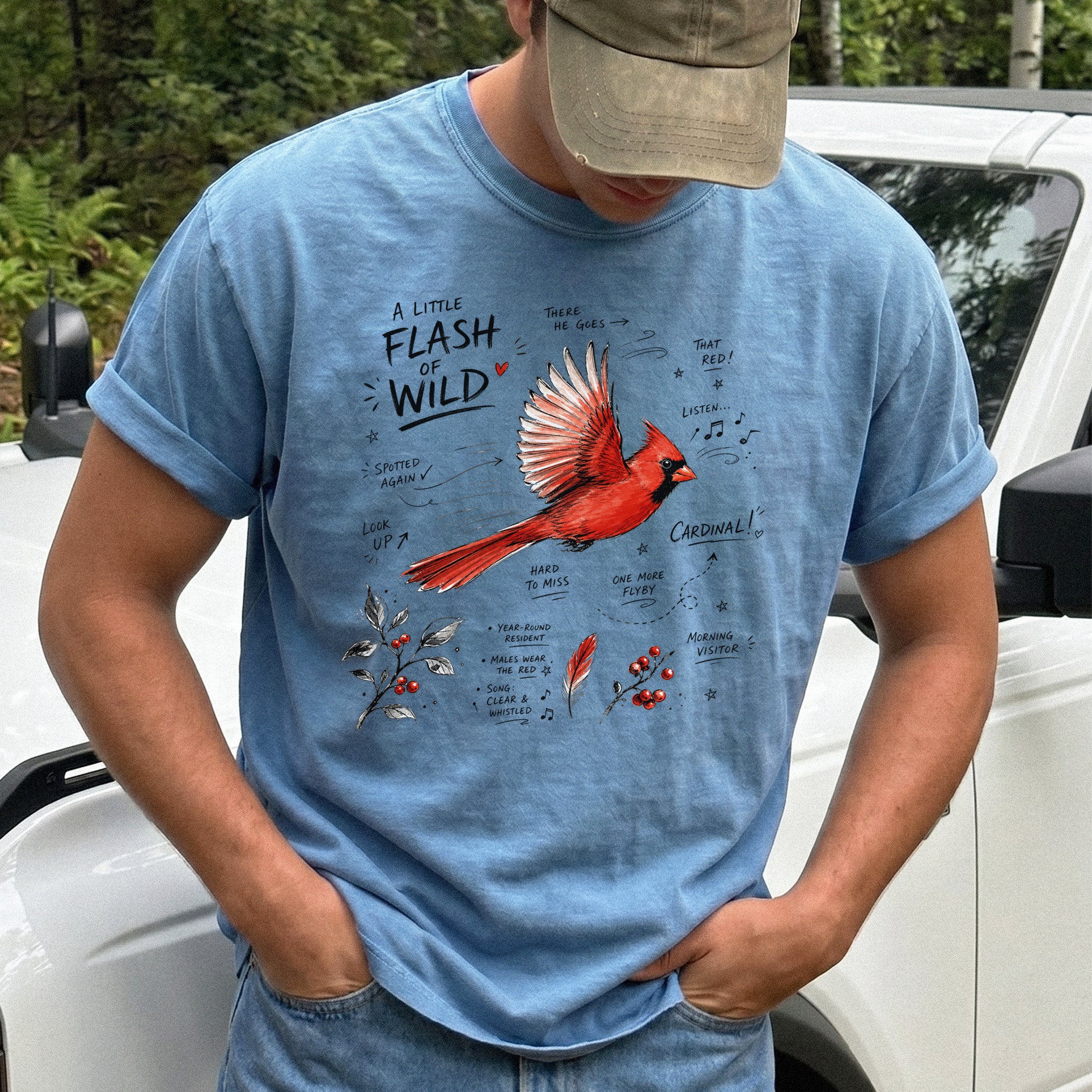 A Little Flash of Wild Comfort Colors Shirt – Northern Cardinal Tee