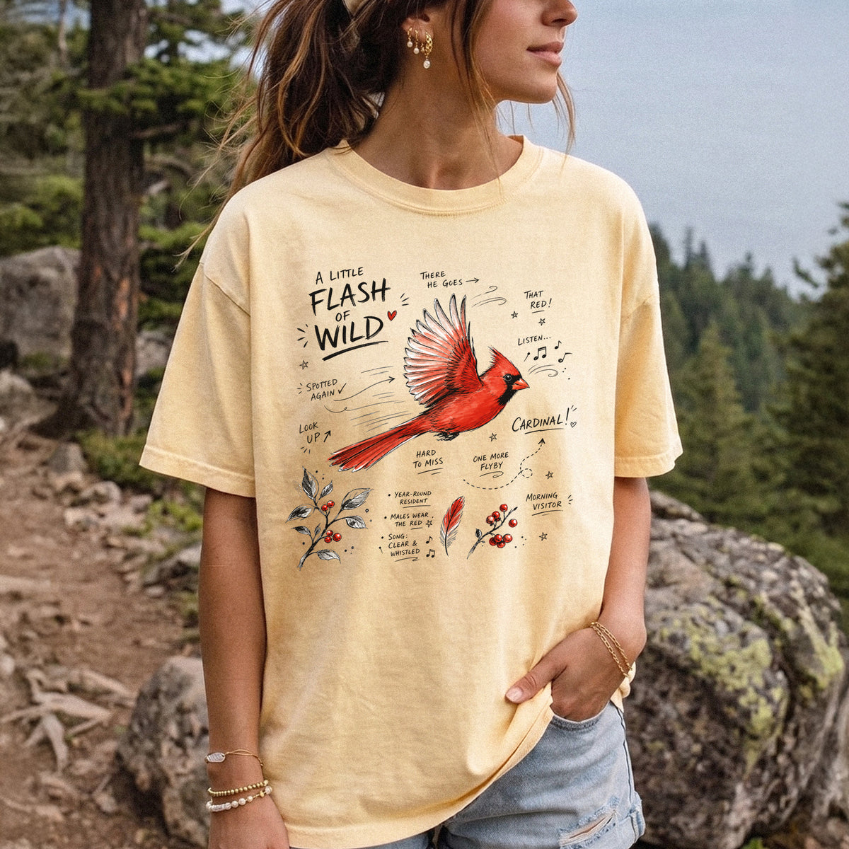 A Little Flash of Wild Comfort Colors Shirt – Northern Cardinal Tee