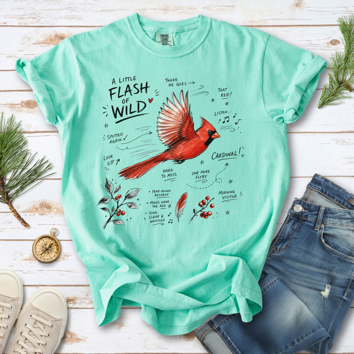 A Little Flash of Wild Comfort Colors Shirt – Northern Cardinal Tee
