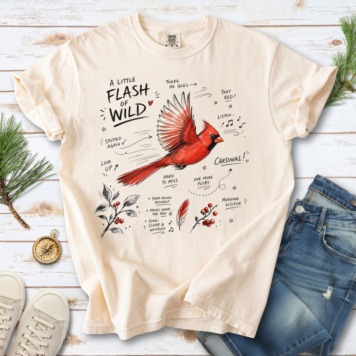 A Little Flash of Wild Comfort Colors Shirt – Northern Cardinal Tee