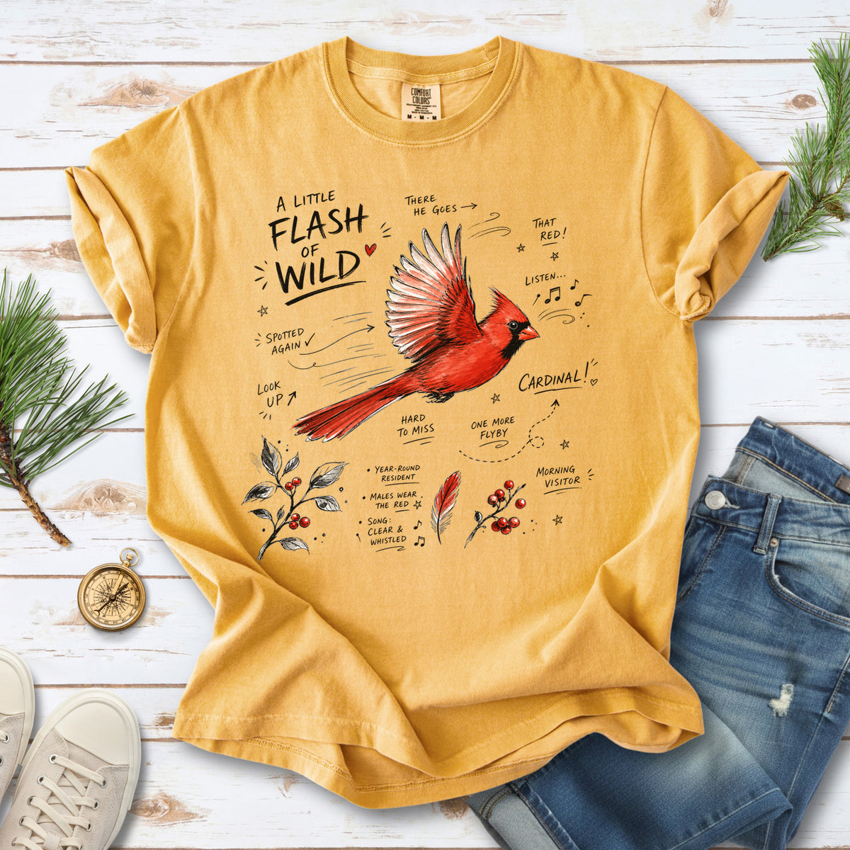 A Little Flash of Wild Comfort Colors Shirt – Northern Cardinal Tee