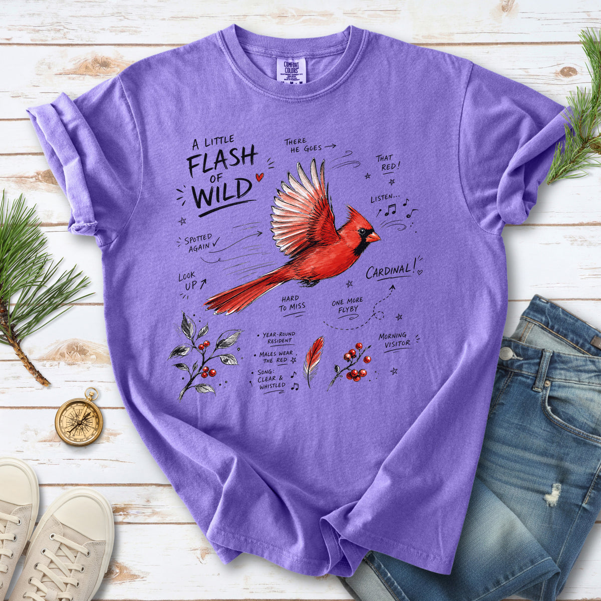 A Little Flash of Wild Comfort Colors Shirt – Northern Cardinal Tee