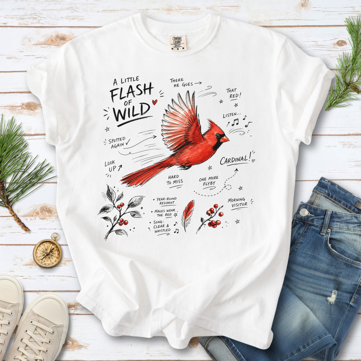 A Little Flash of Wild Comfort Colors Shirt – Northern Cardinal Tee