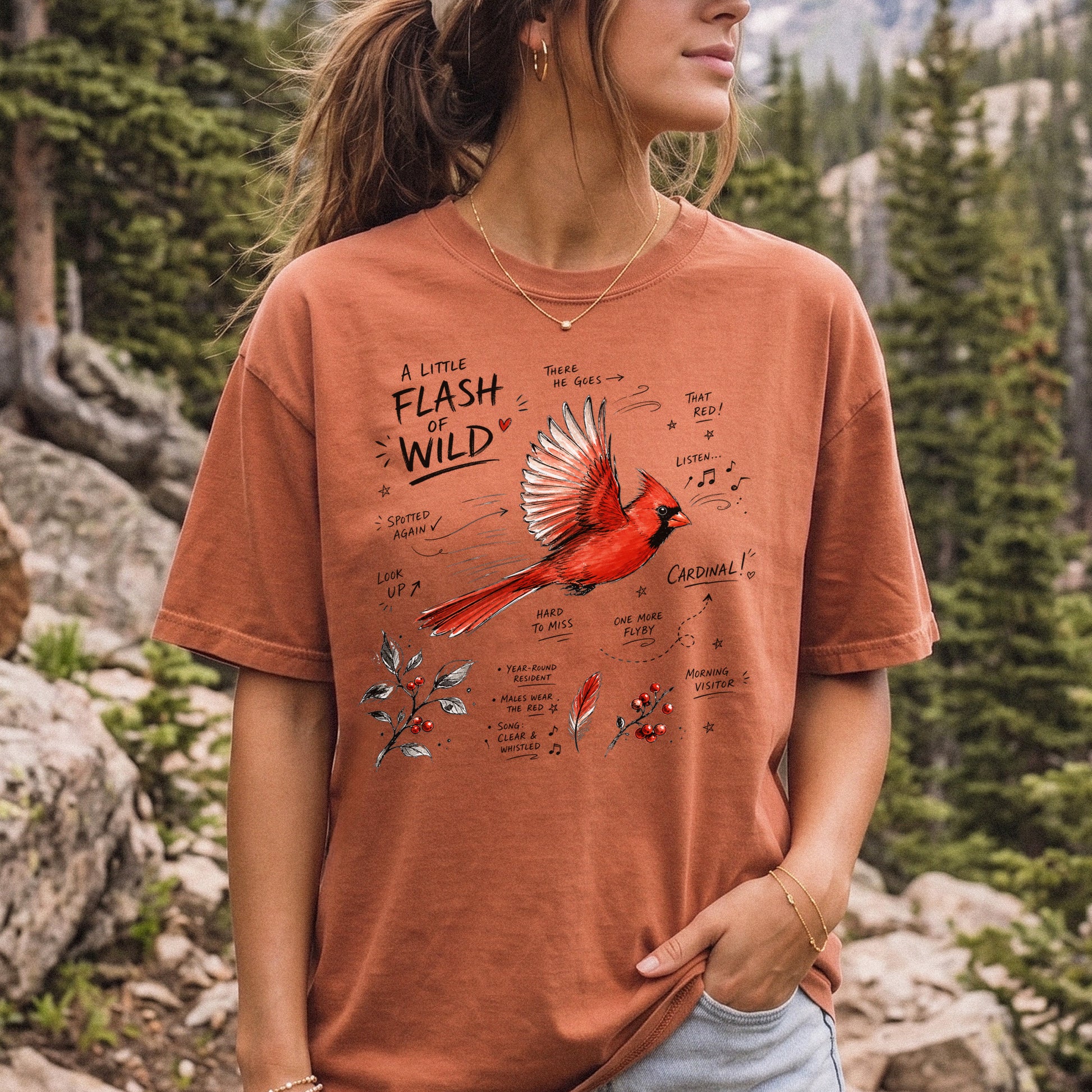 A Little Flash of Wild Comfort Colors Shirt – Northern Cardinal Tee