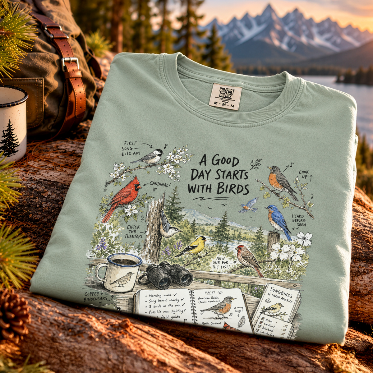 A Good Day Starts with Birds Comfort Colors Shirt – Songbirds Tee