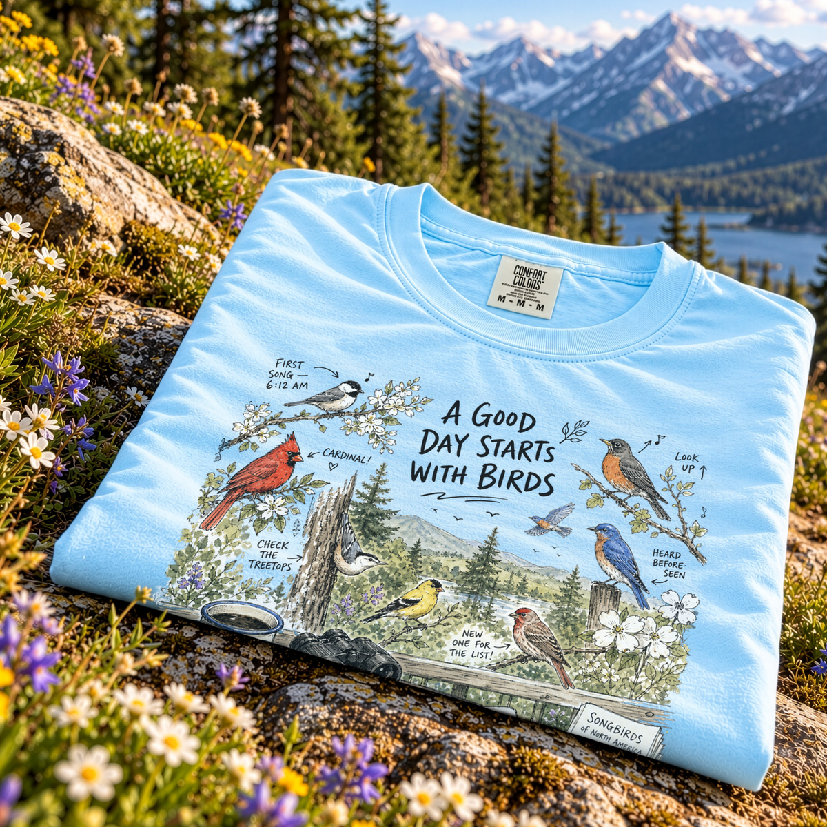 A Good Day Starts with Birds Comfort Colors Shirt – Songbirds Tee