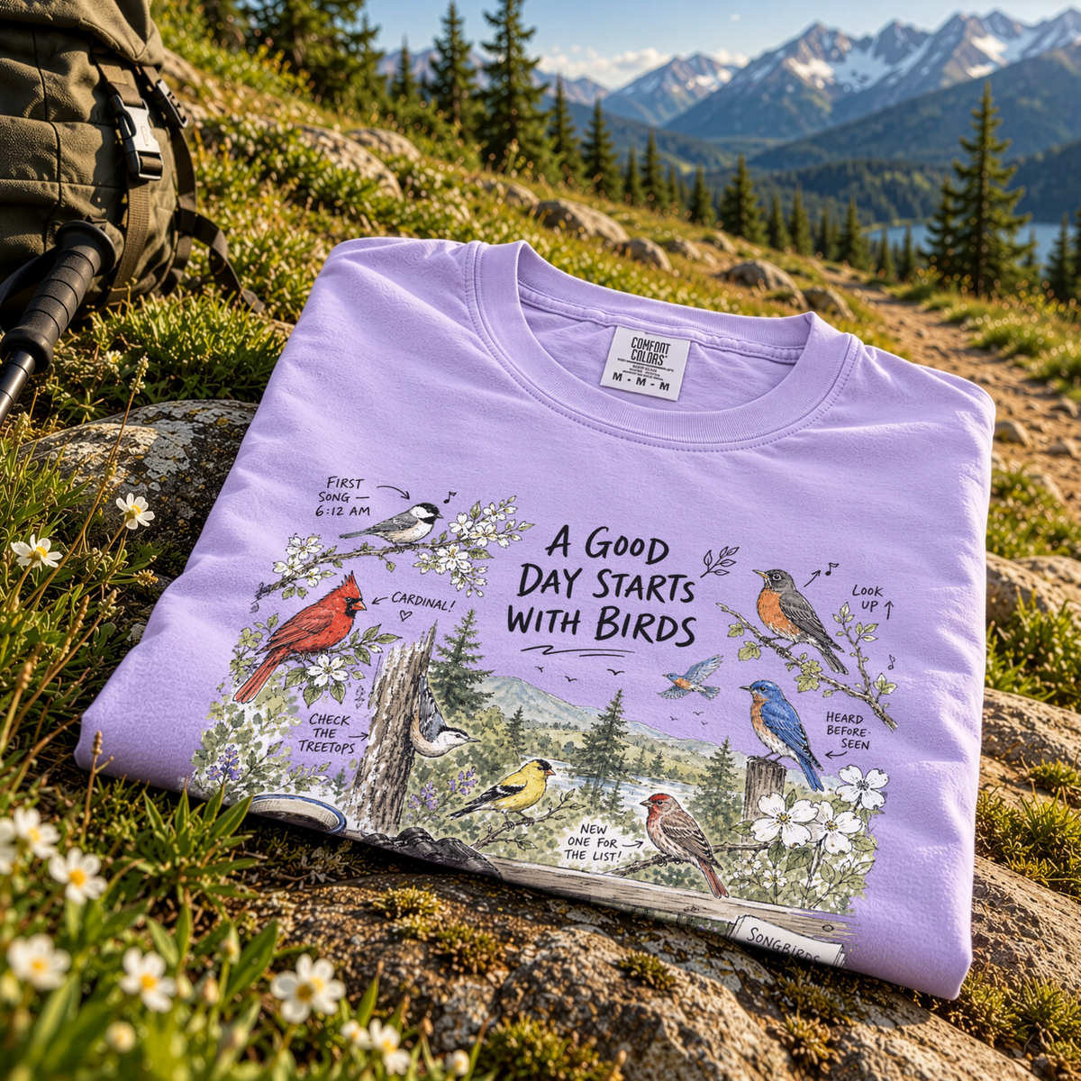 A Good Day Starts with Birds Comfort Colors Shirt – Songbirds Tee