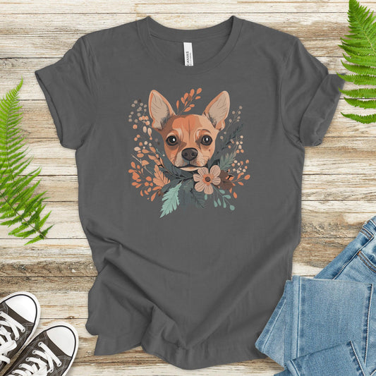 Blooming Pincher: Cute Dog & Floral T-Shirt - TShirtree