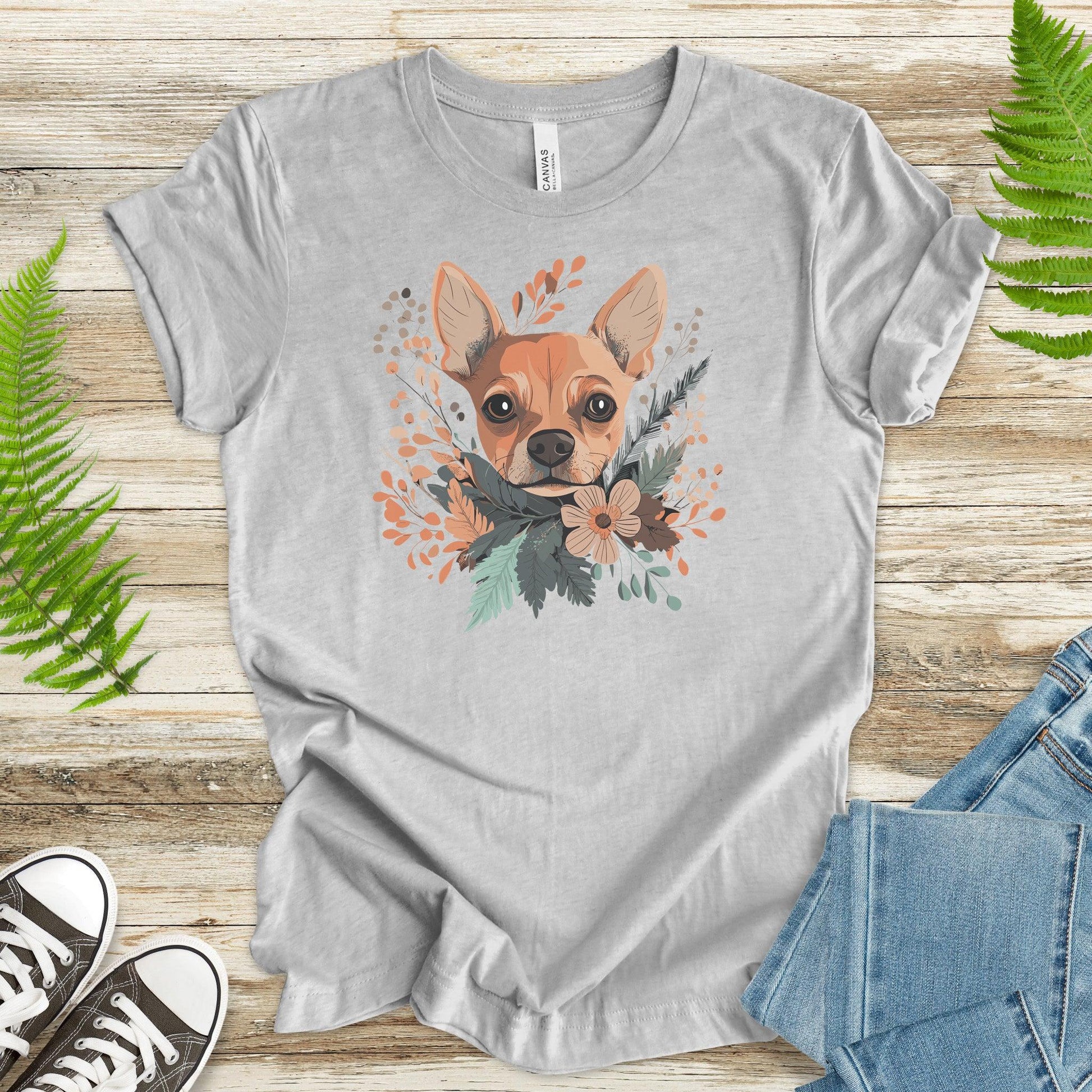 Blooming Pincher: Cute Dog & Floral T-Shirt - TShirtree