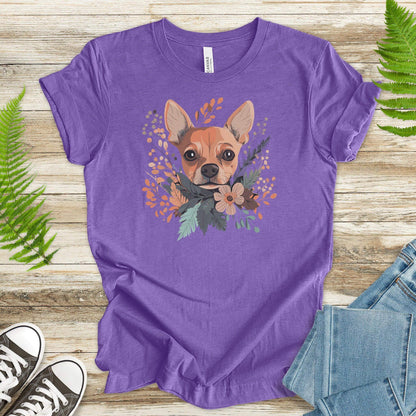 Blooming Pincher: Cute Dog & Floral T-Shirt - TShirtree
