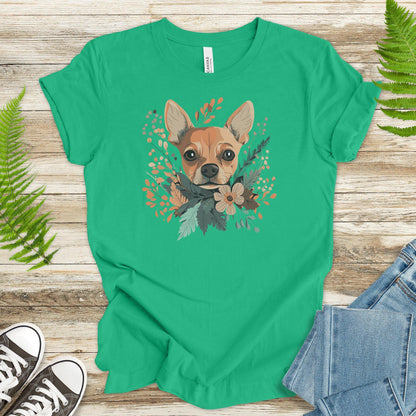 Blooming Pincher: Cute Dog & Floral T-Shirt - TShirtree