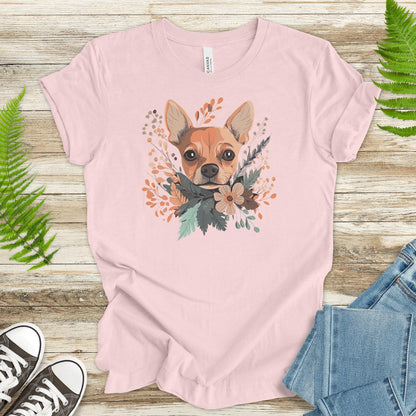 Blooming Pincher: Cute Dog & Floral T-Shirt - TShirtree