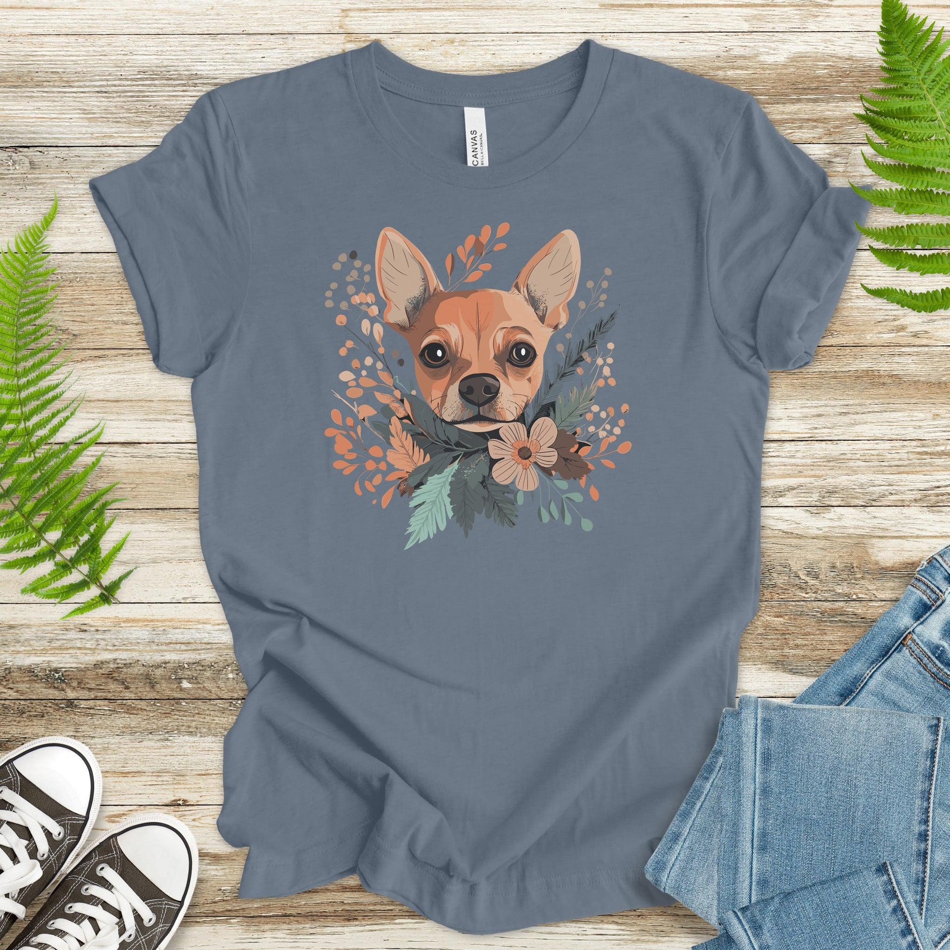 Blooming Pincher: Cute Dog & Floral T-Shirt - TShirtree