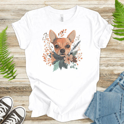 Blooming Pincher: Cute Dog & Floral T-Shirt - TShirtree