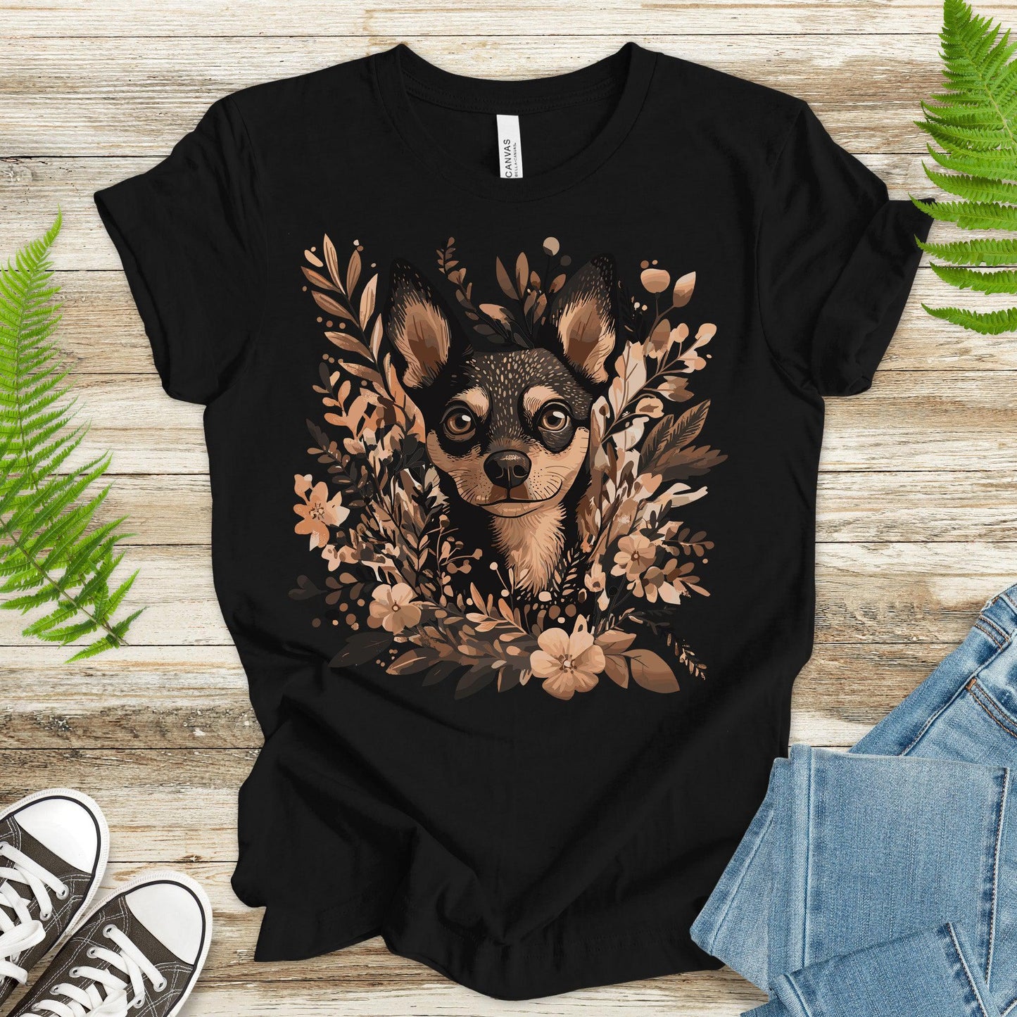 Floral Pincher: Elegant & Cute Dog T-Shirt - TShirtree