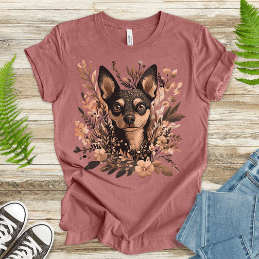 Floral Pincher: Elegant & Cute Dog T-Shirt - TShirtree