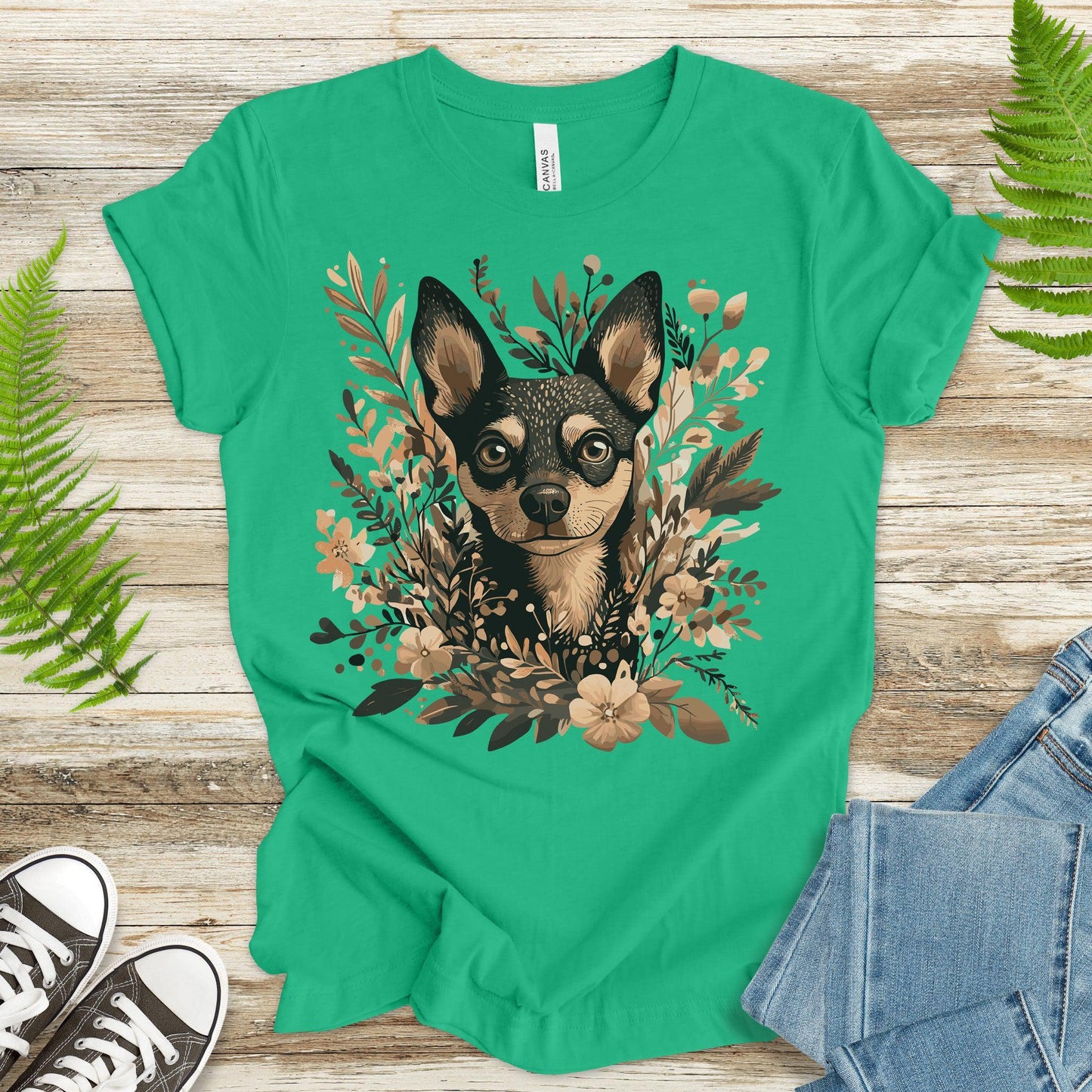 Floral Pincher: Elegant & Cute Dog T-Shirt - TShirtree