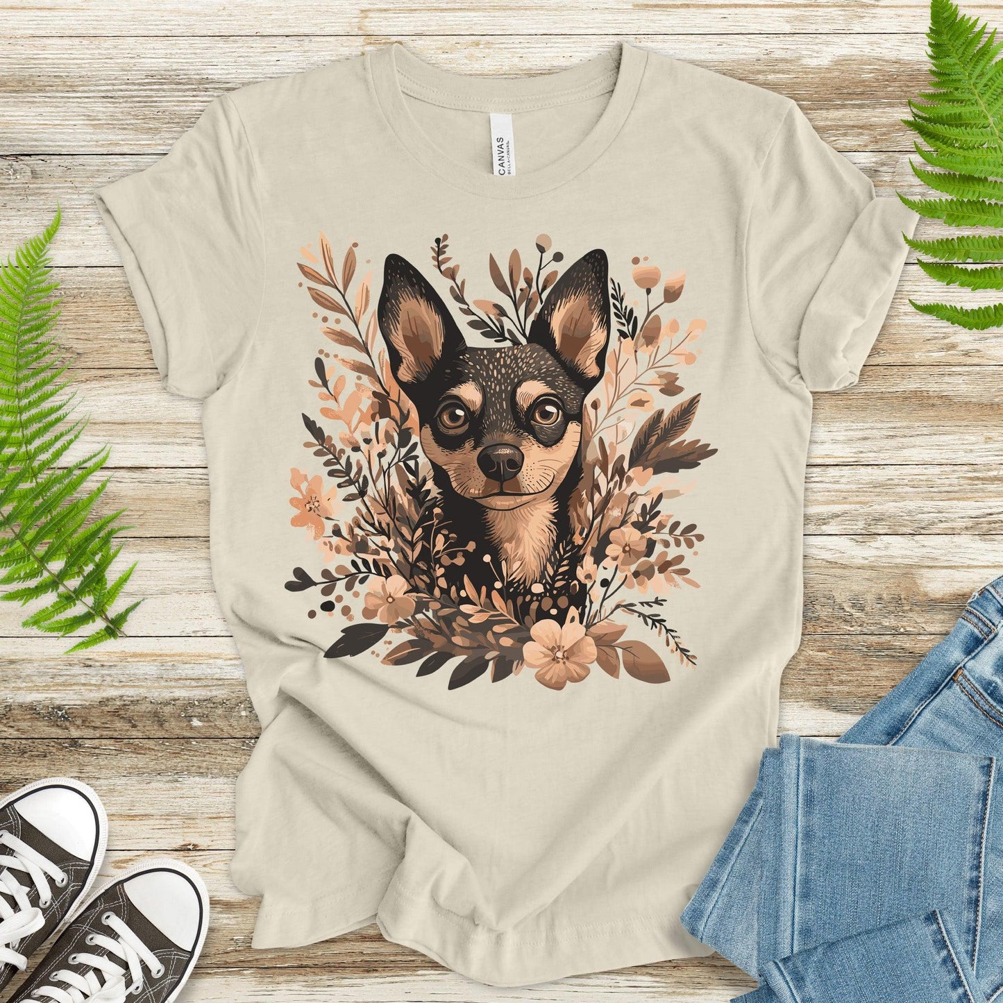 Floral Pincher: Elegant & Cute Dog T-Shirt - TShirtree