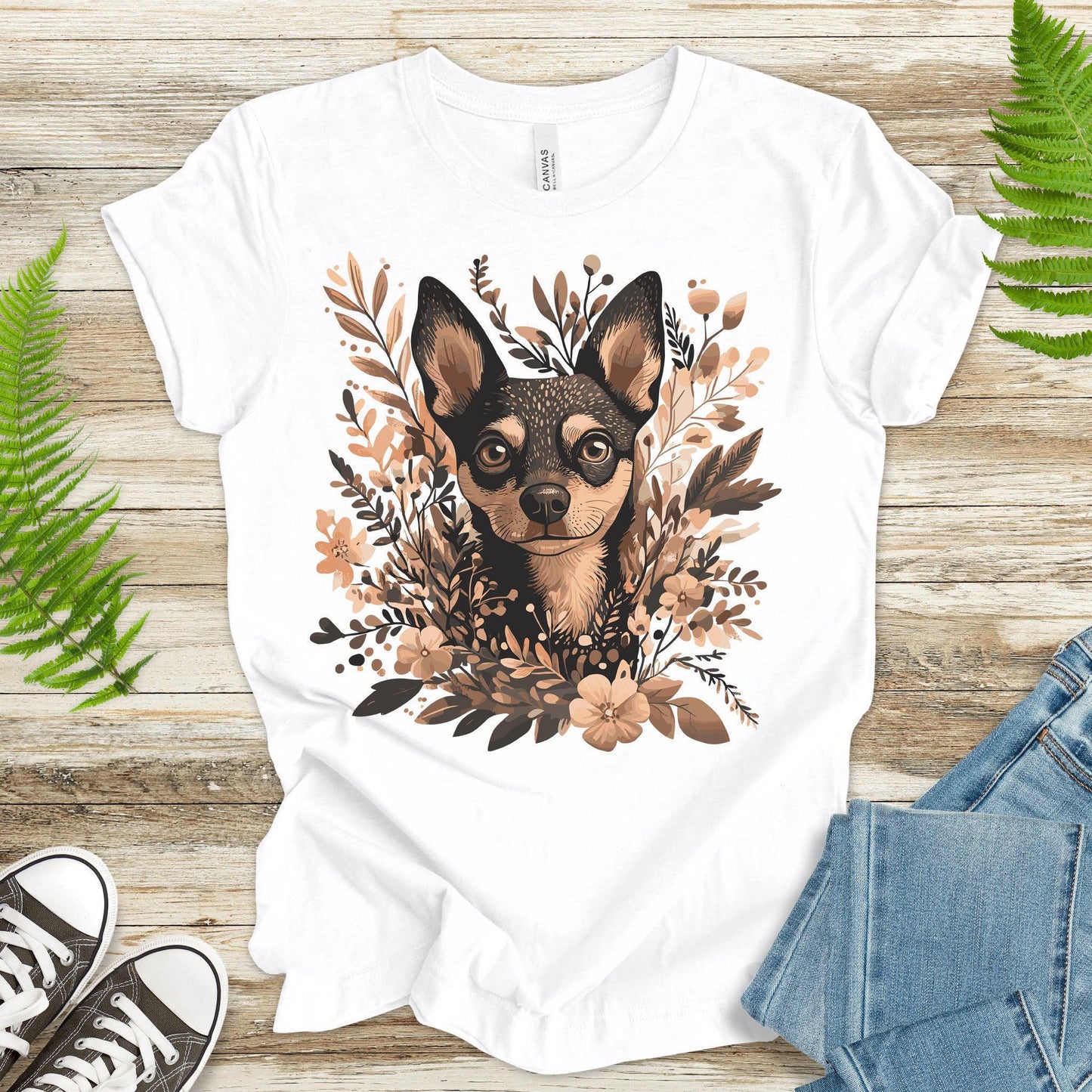 Floral Pincher: Elegant & Cute Dog T-Shirt - TShirtree