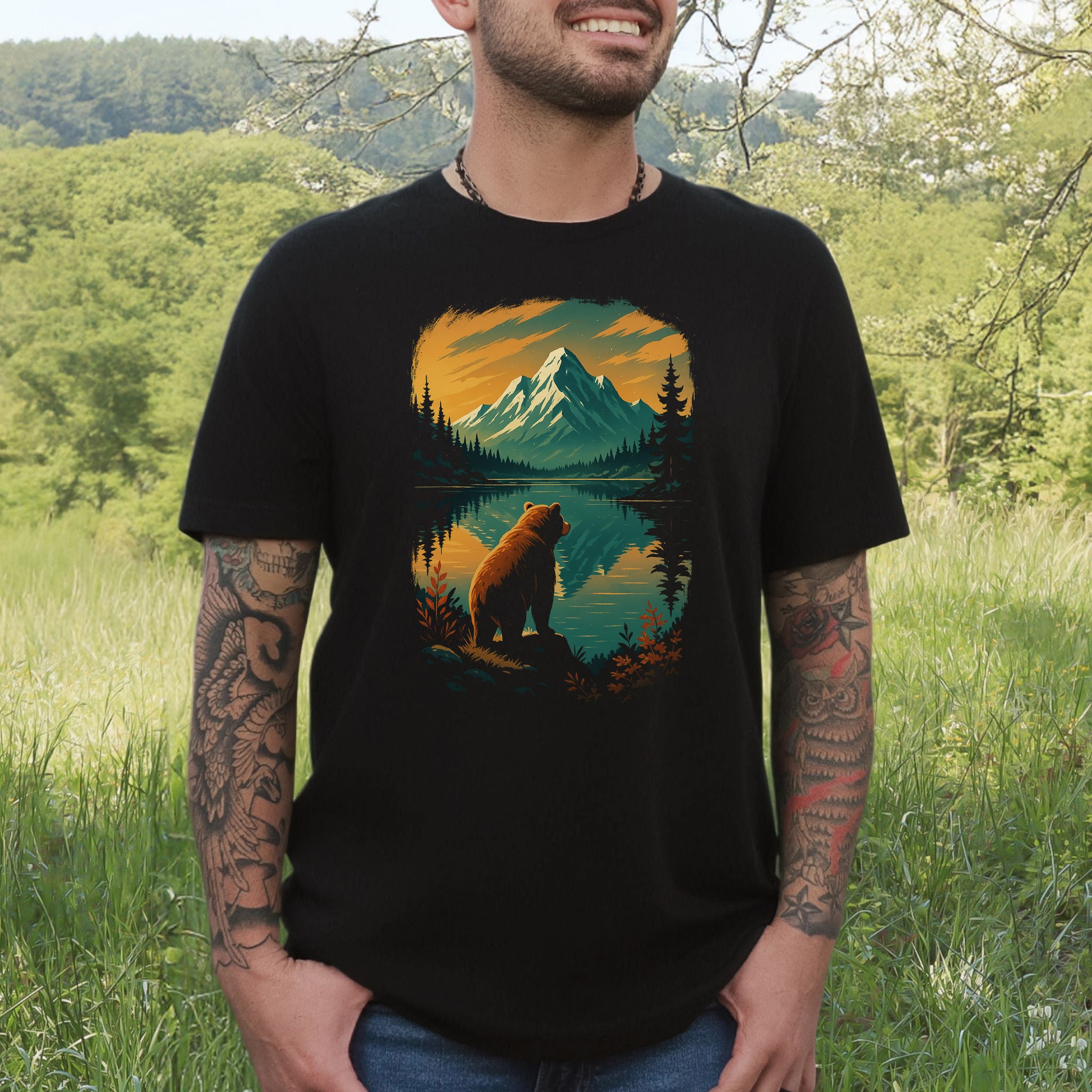 Alaskan Bear Lake View T-Shirt – Wildlife Hiking Shirt