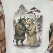 Bull and Cow Love T-Shirt – Vintage Japanese Romance Animal Shirt