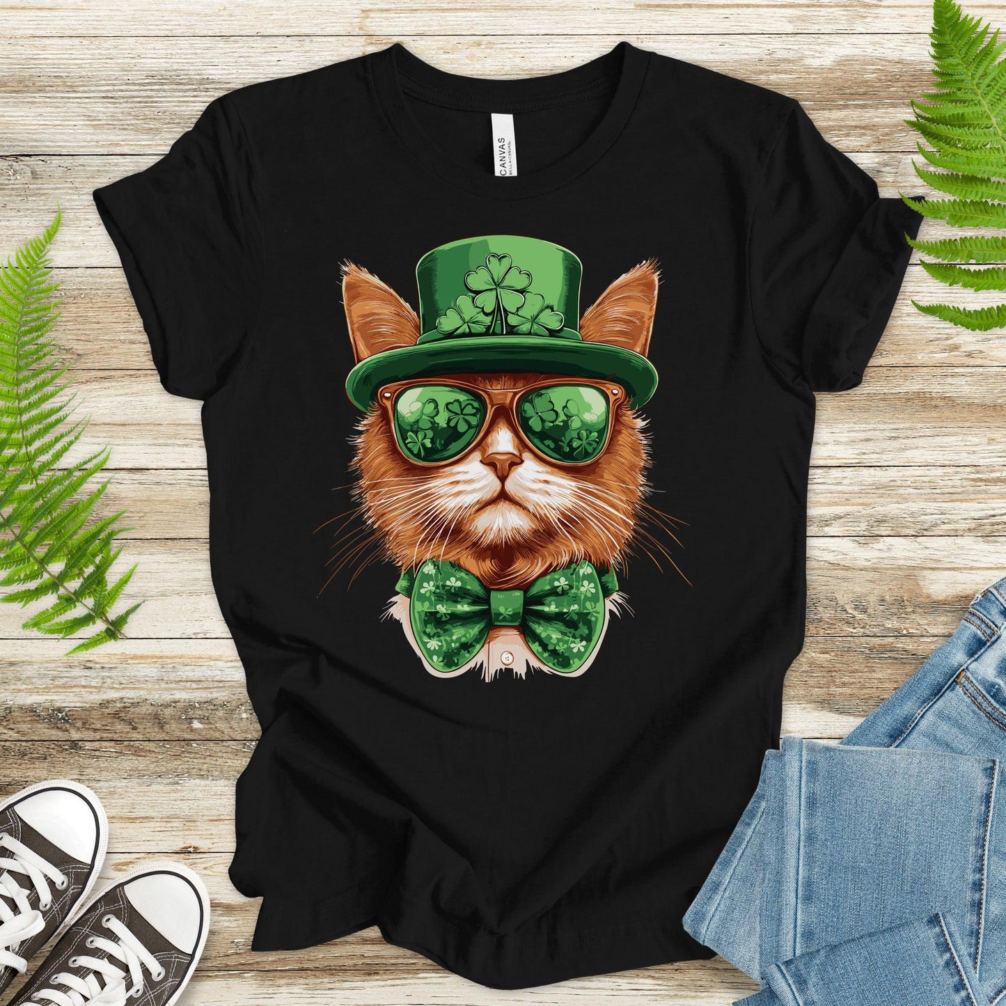 Paw-sitively Lucky: St. Patrick’s Day Cat T-Shirt - TShirtree