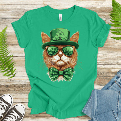 Paw-sitively Lucky: St. Patrick’s Day Cat T-Shirt - TShirtree