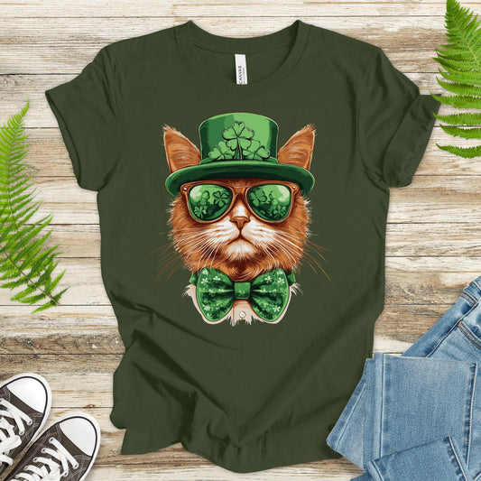 Paw-sitively Lucky: St. Patrick’s Day Cat T-Shirt - TShirtree